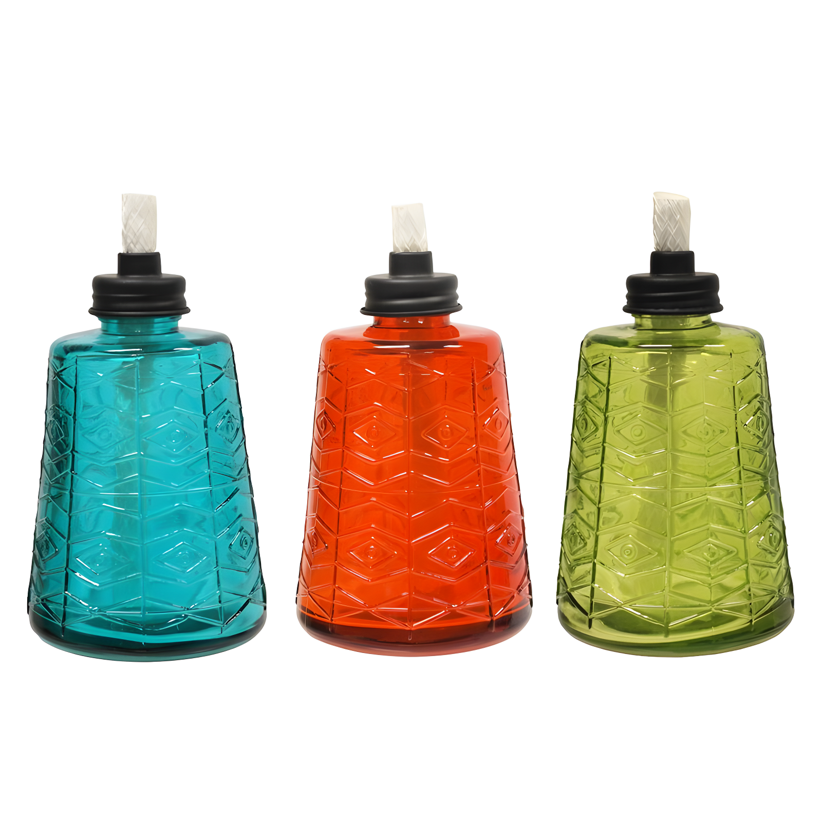 TIKI Brand TIKI® Brand 6 Inch Table Torch Glass Red, Green and Blue (Set of 3)