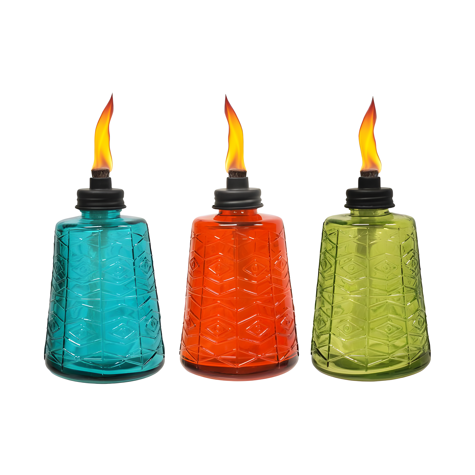 TIKI Brand TIKI® Brand 6 Inch Table Torch Glass Red, Green and Blue (Set of 3)