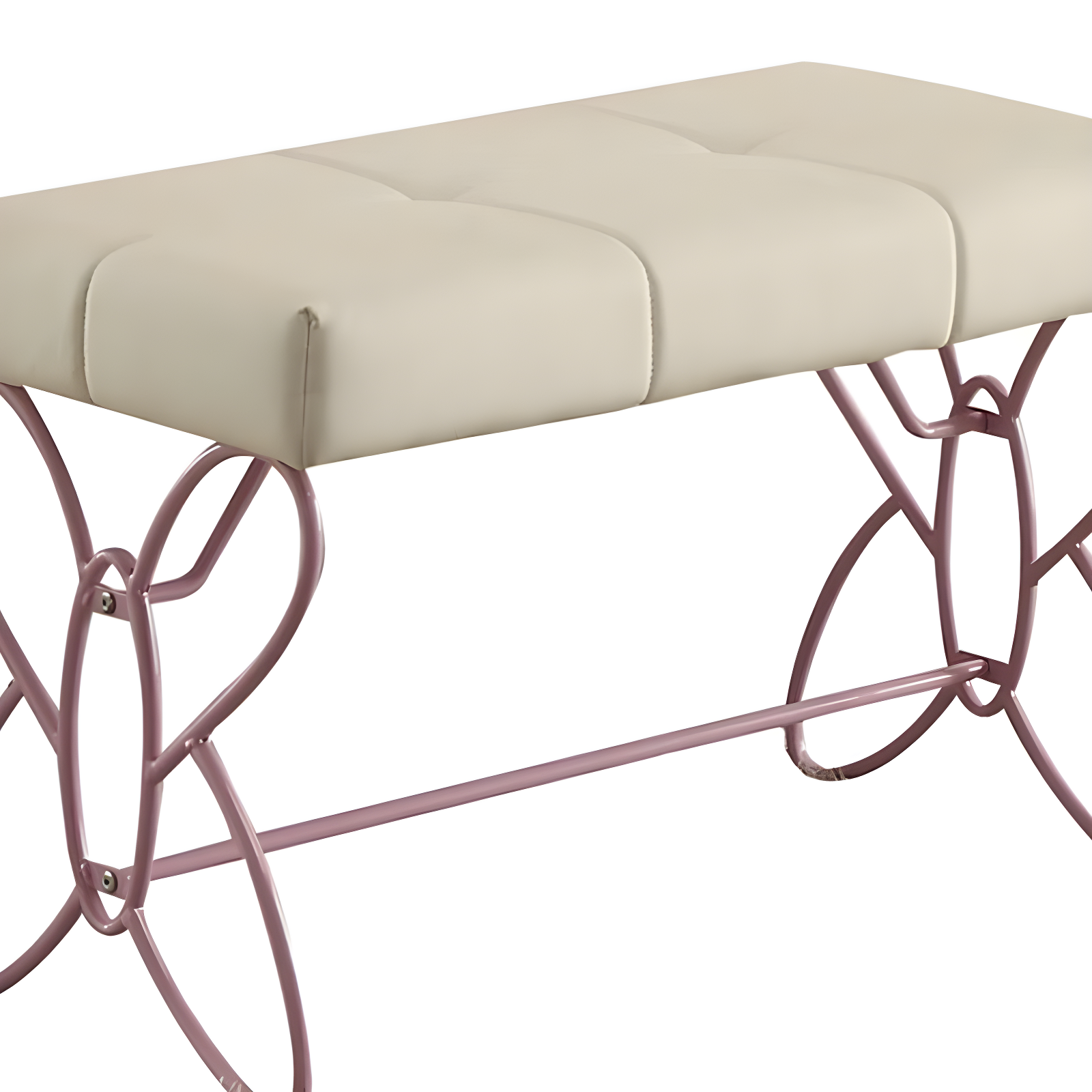 Priya II 32" Ottomans and Benches White/Light Purple - Acme Furniture: Padded Metal Frame, No Assembly Required