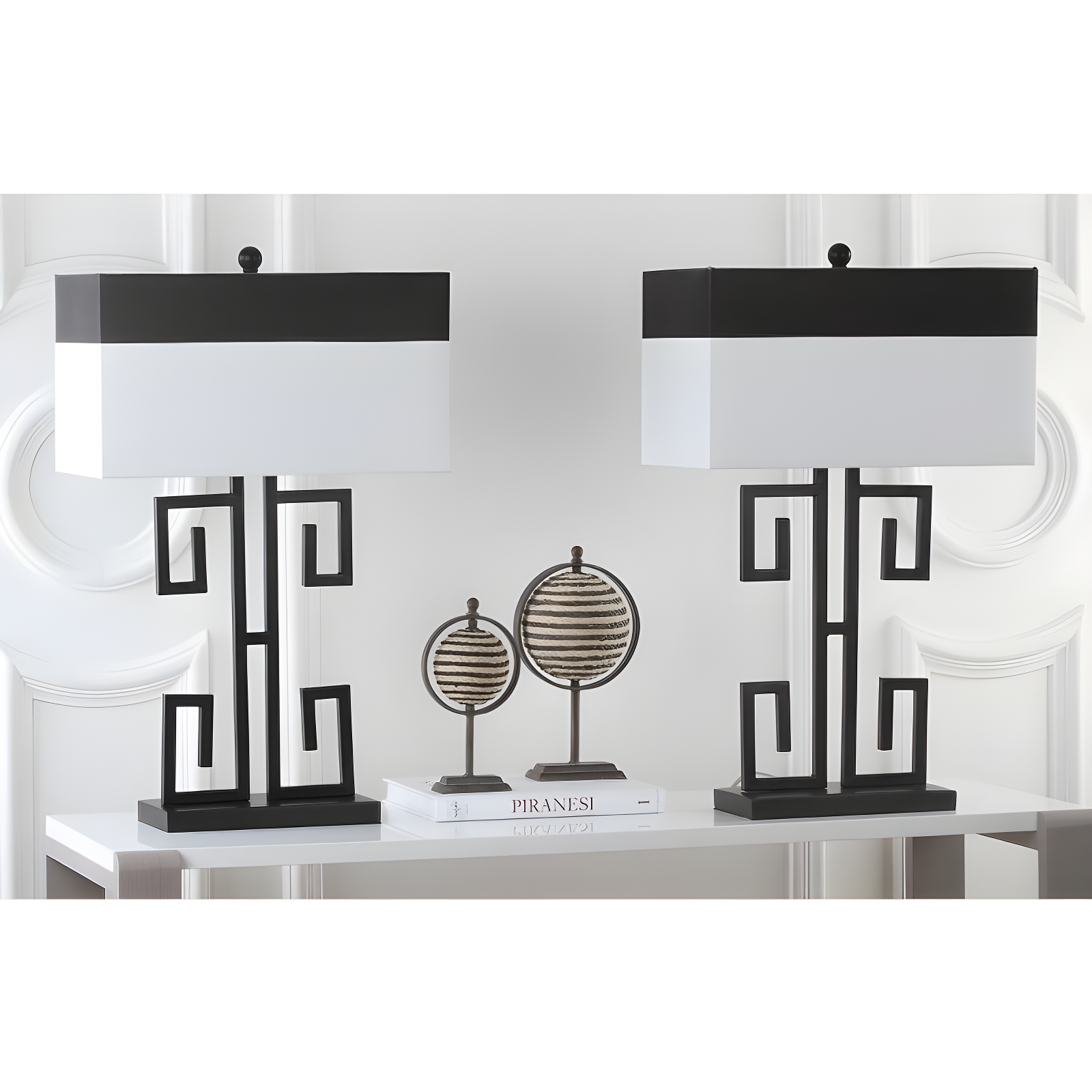 Greek Key Table Lamp (Set of 2) - 28 Inch Height - LIT4071 - Black - Safavieh