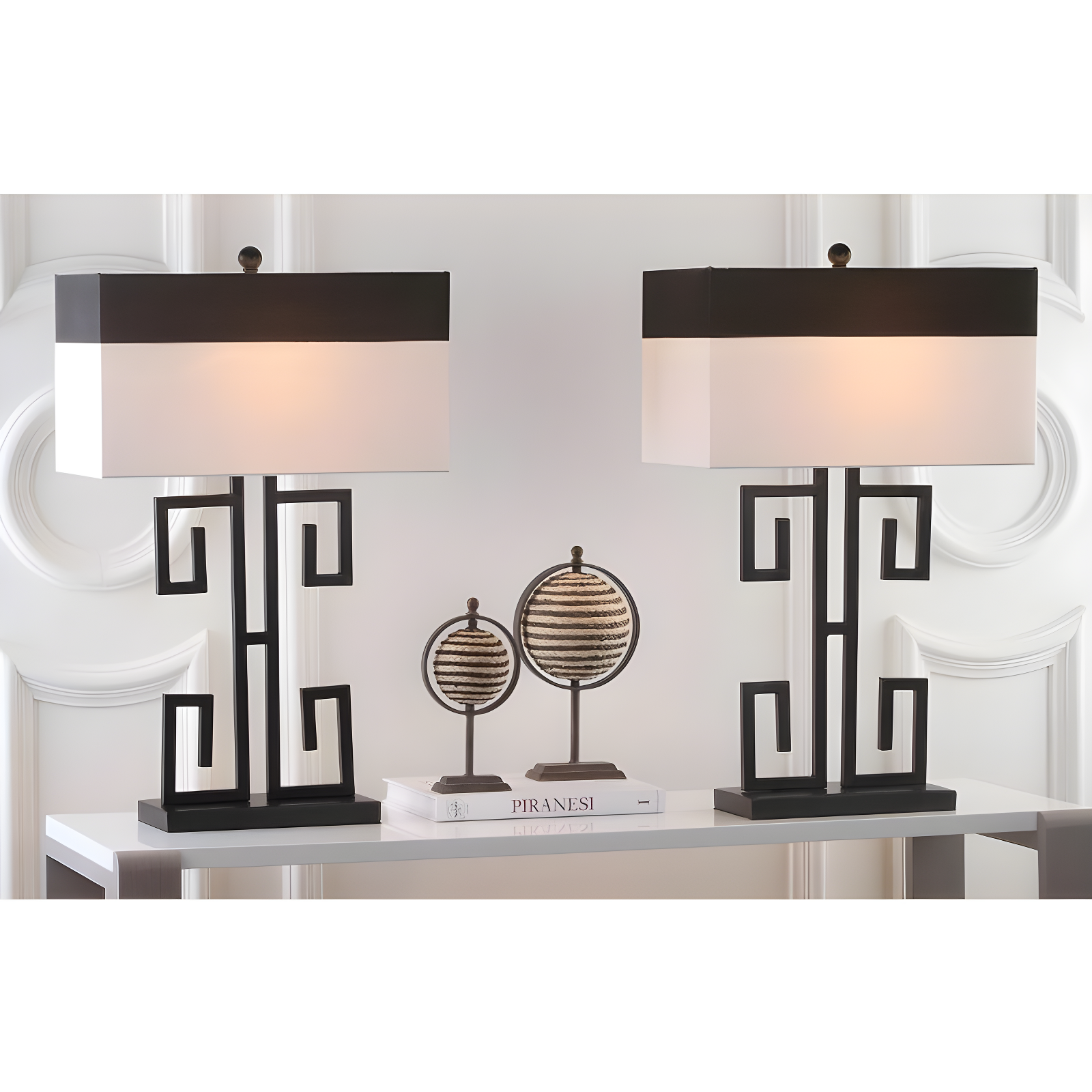 Greek Key Table Lamp (Set of 2) - 28 Inch Height - LIT4071 - Black - Safavieh
