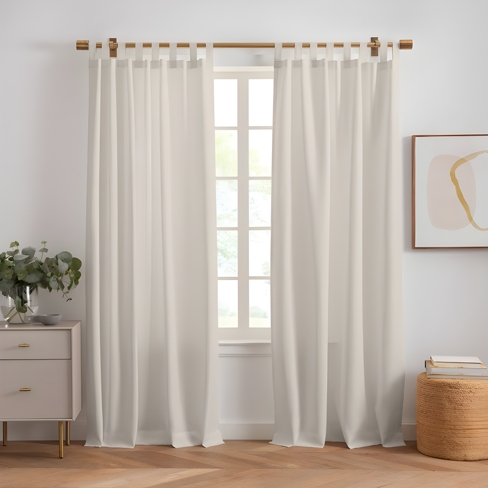 Matine Solid Tab Top Indoor/Outdoor Single Window Curtain for Patio, Porch, Cabana - 52 x 95 - Ivory - Elrene Home Fashions
