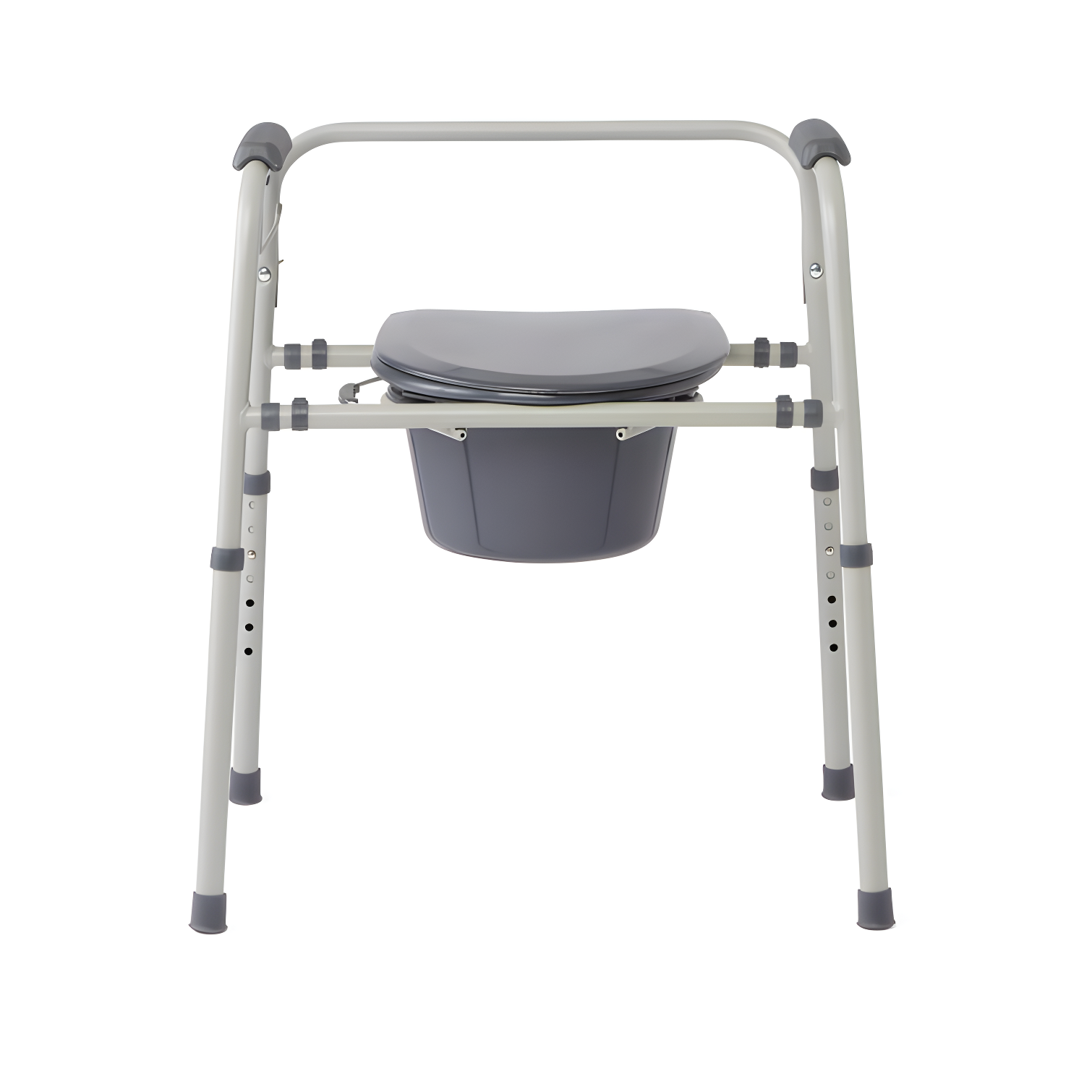 Knockdown Steel Bedside Commode With Microban, Gray