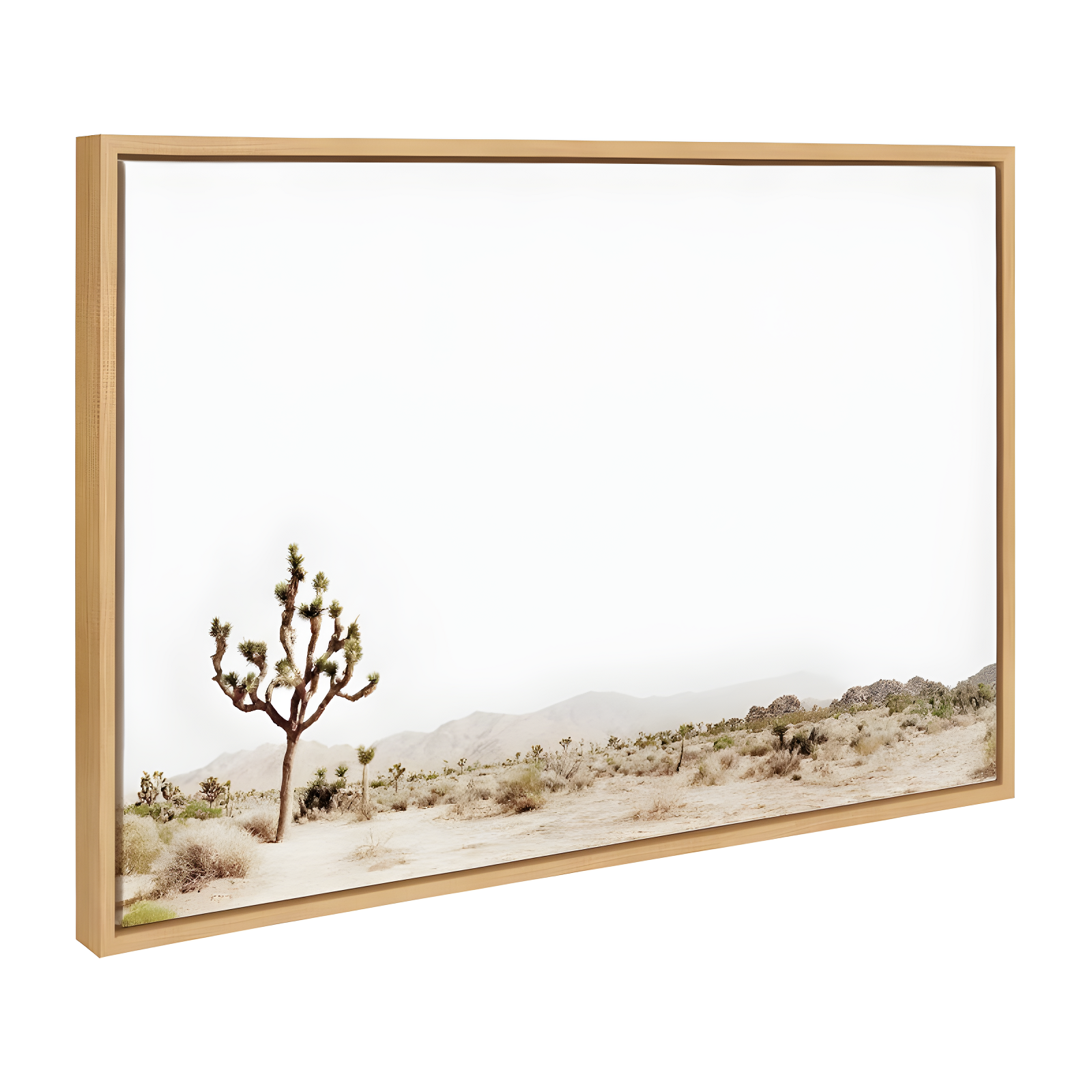 Kate and Laurel Sylvie Lone Joshua Tree Framed Canvas by Amy Peterson Art Studio, 23x33, Natural
