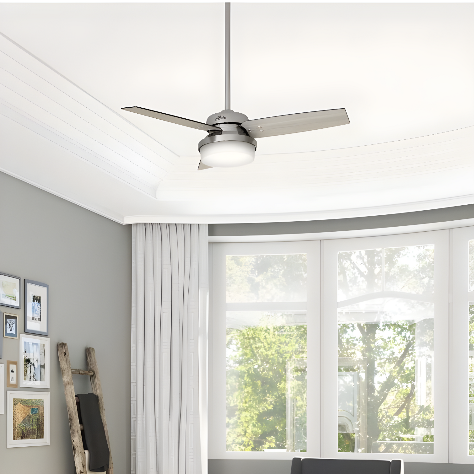 44" Sentinel 3 - Blade Standard Ceiling Fan with Remote Control and Light Kit Included