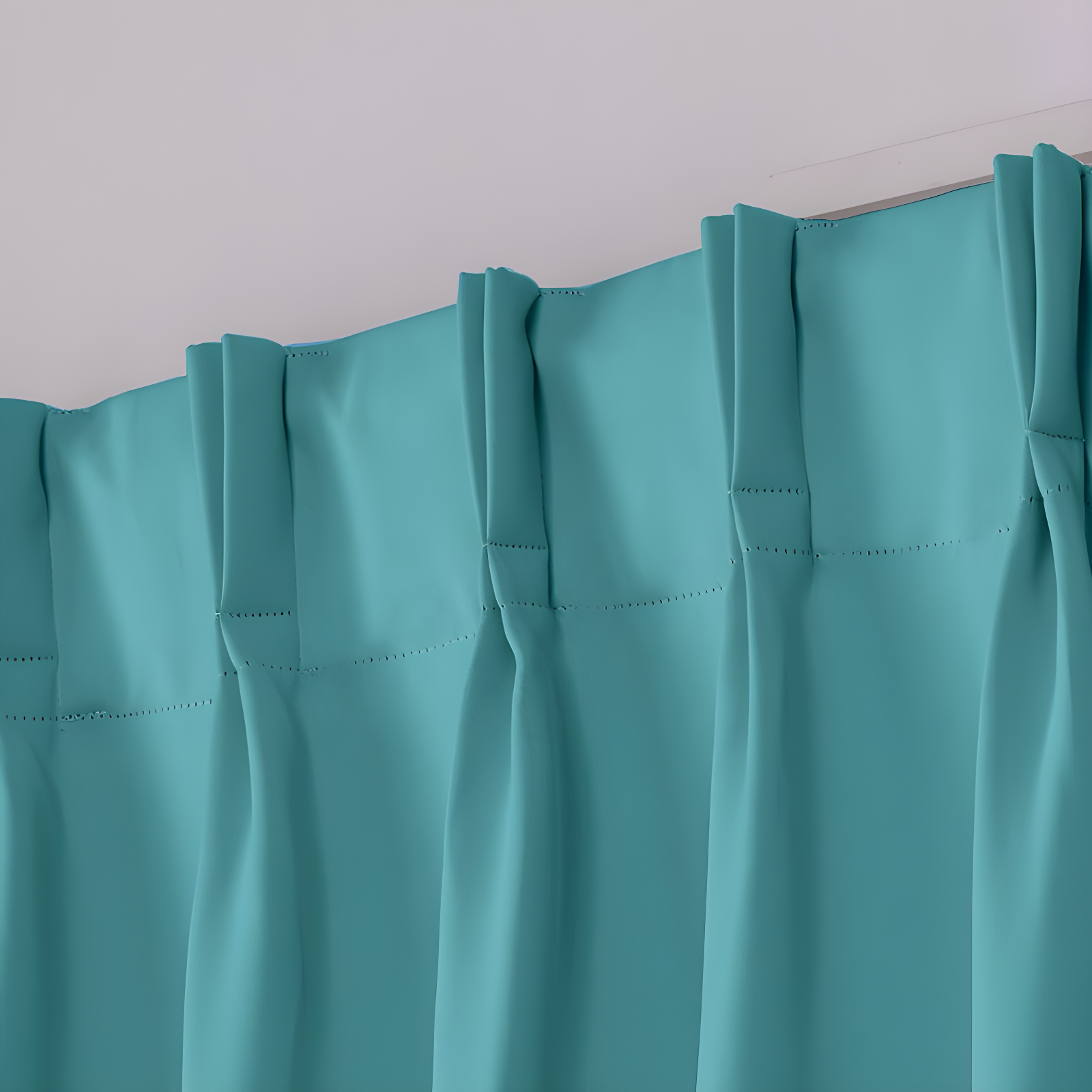 Set of 2 96"x52" Sateen Pinch Pleat Woven Blackout Back Tab Window Curtain Panel Teal - Exclusive Home