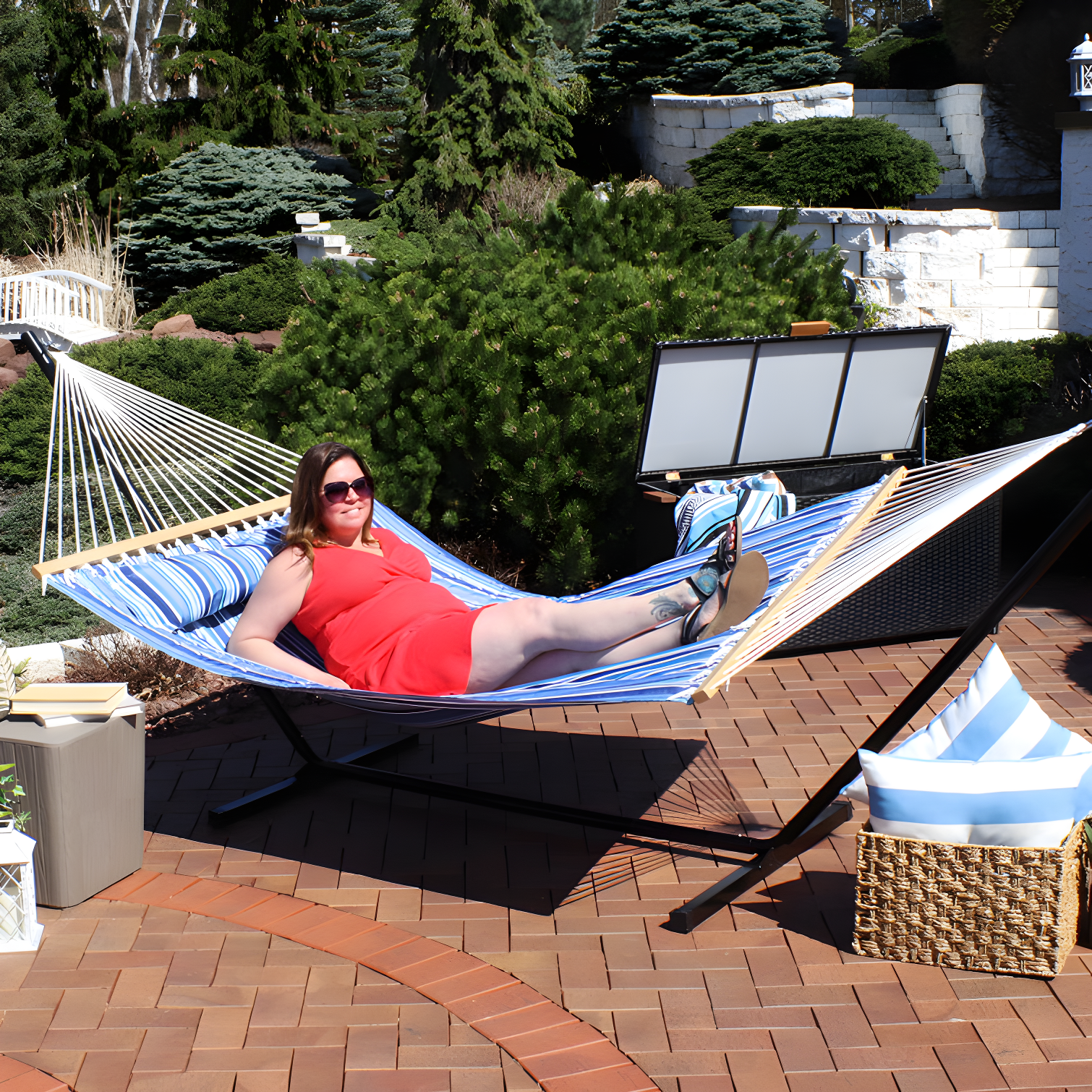 2-Person Quilted Polyester Spreader Bar Hammock