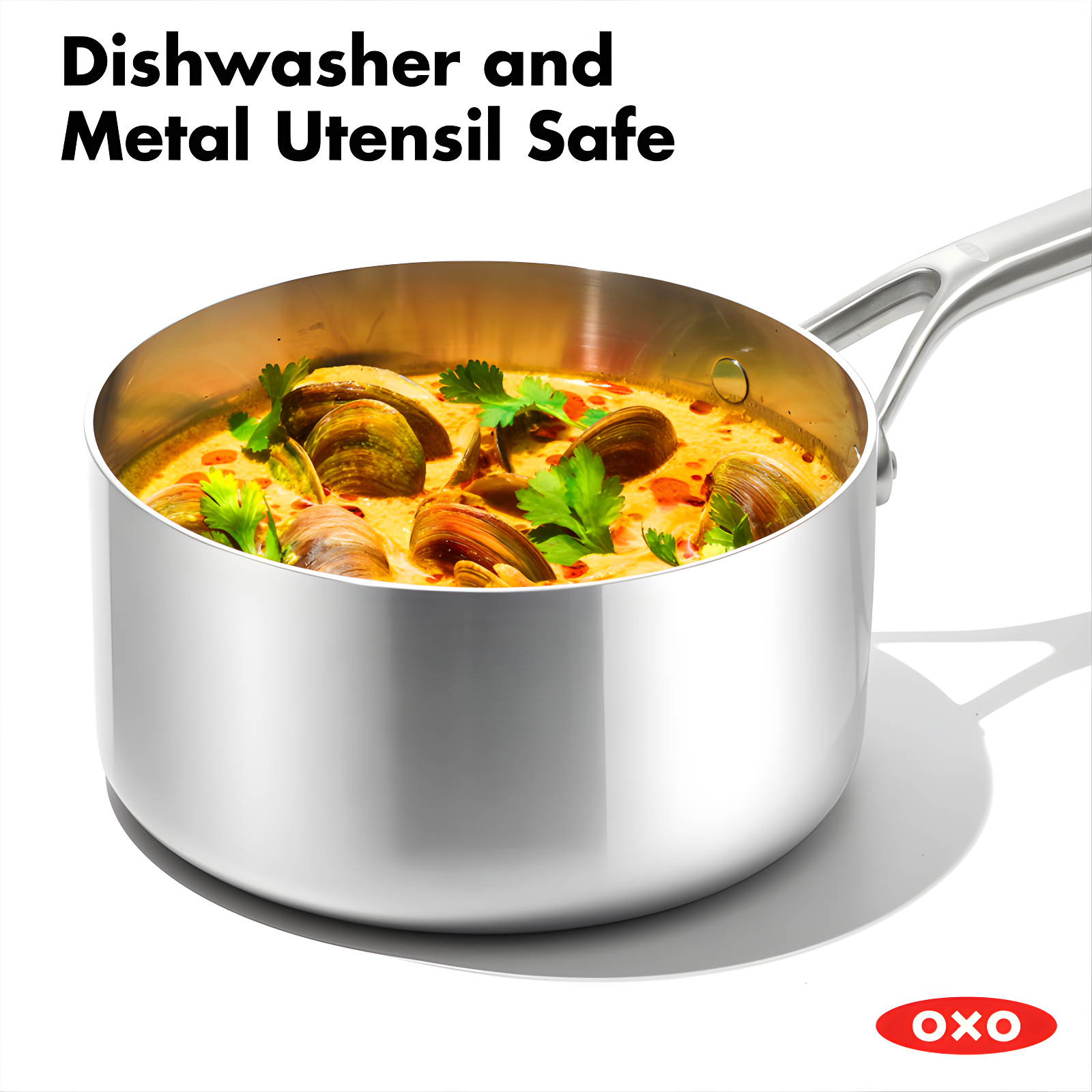 OXO Mira 3-Ply Stainless Steel Saucepan Set, 1.6 Qt And 3.25 Qt