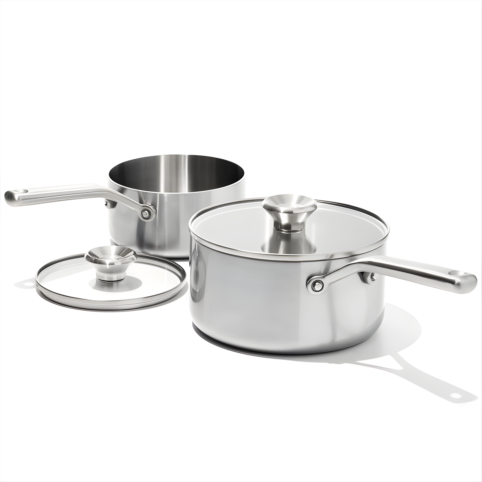 OXO Mira 3-Ply Stainless Steel Saucepan Set, 1.6 Qt And 3.25 Qt