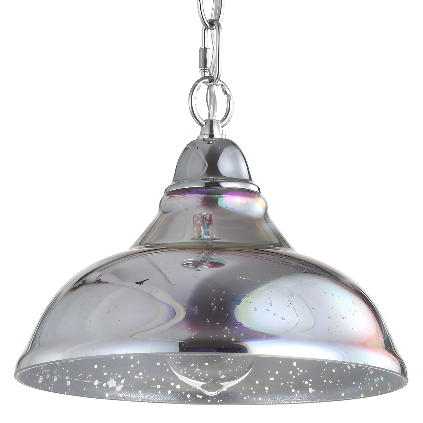 JONATHAN Y Nira 9.75" Adjustable 3D Color Burst Glass/Metal Pendant, Chrome/Multi