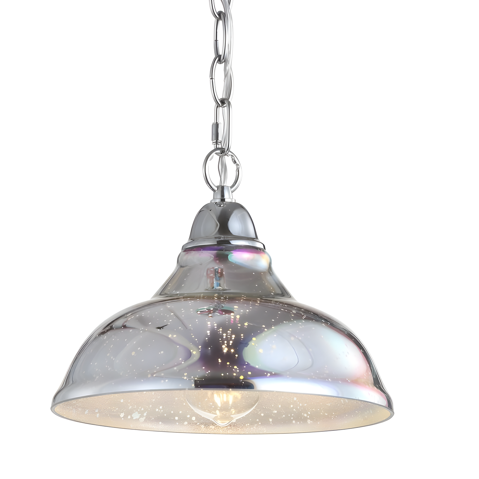 JONATHAN Y Nira 9.75" Adjustable 3D Color Burst Glass/Metal Pendant, Chrome/Multi