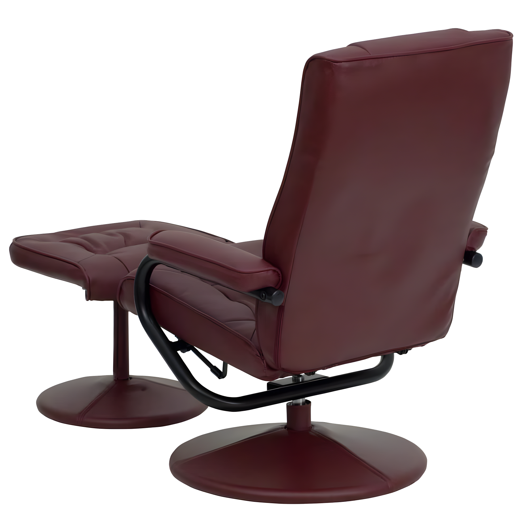 Flash Furniture Contemporary Multi-Position Recliner and Ottoman with Wrapped Base in Burgundy LeatherSoft