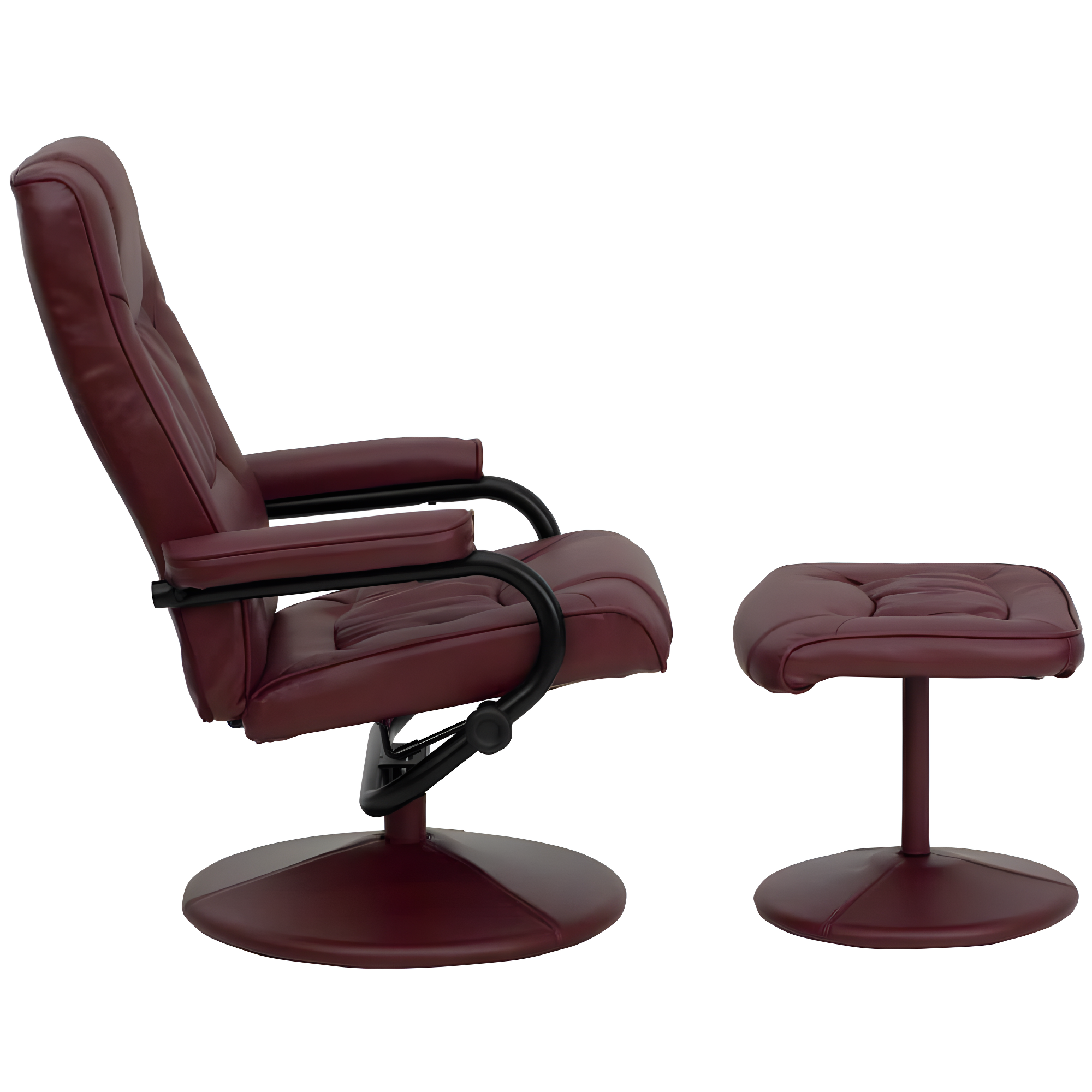 Flash Furniture Contemporary Multi-Position Recliner and Ottoman with Wrapped Base in Burgundy LeatherSoft