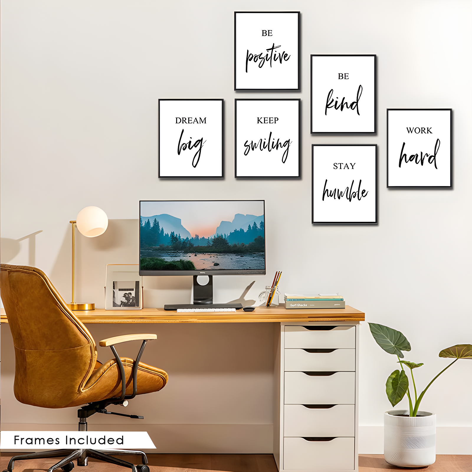 Red Barrel Studio® Inspirational Wall Art, Framed Motivational Canvas Wall Art Positive Quote For Living Room Bedroom Office, Stretched Ready To Hang (Set Of 6, 8X10in, Framed)