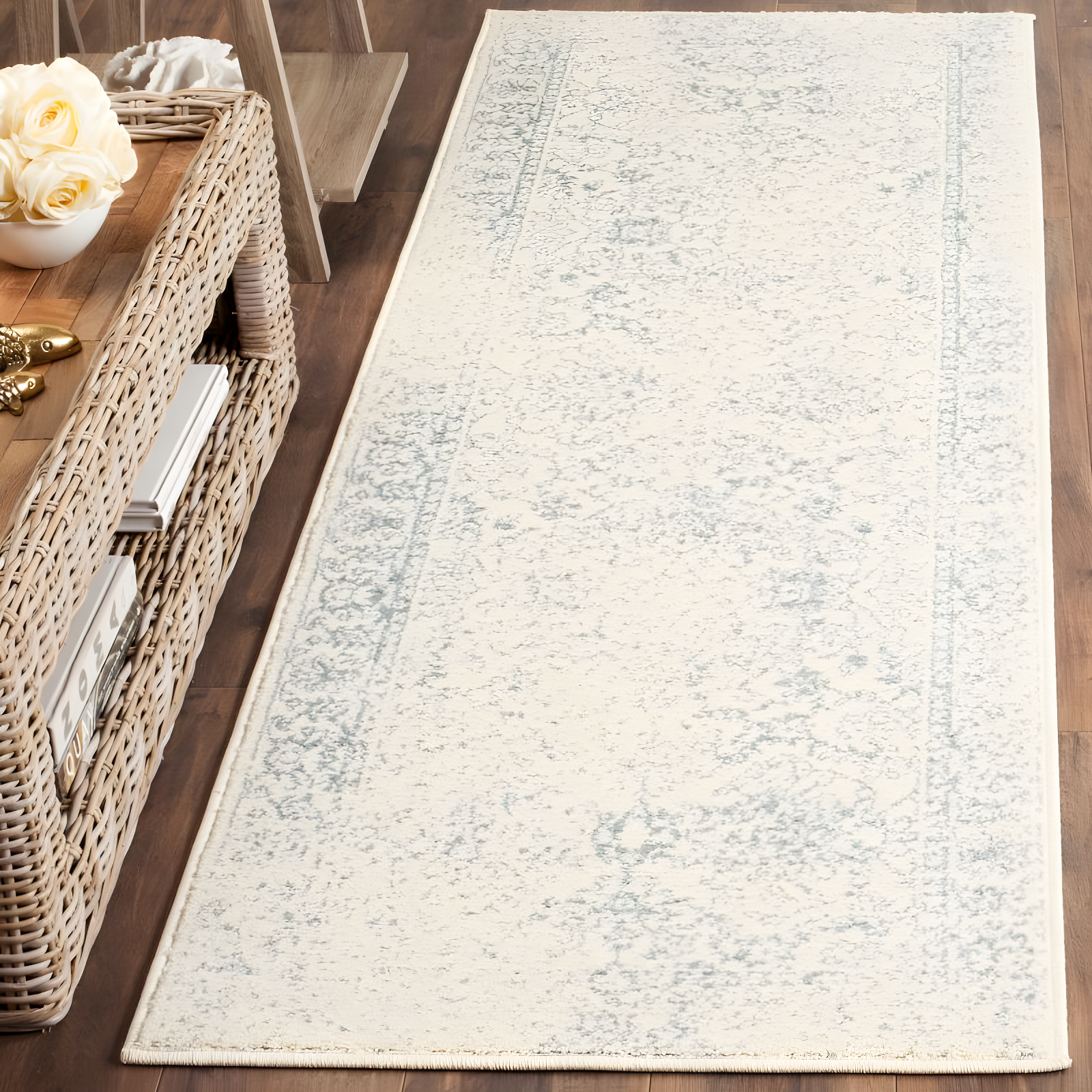 Adirondack ADR109 Machine Made Indoor Runner - Ivory/Slate - 2'-6"x12' - Safavieh