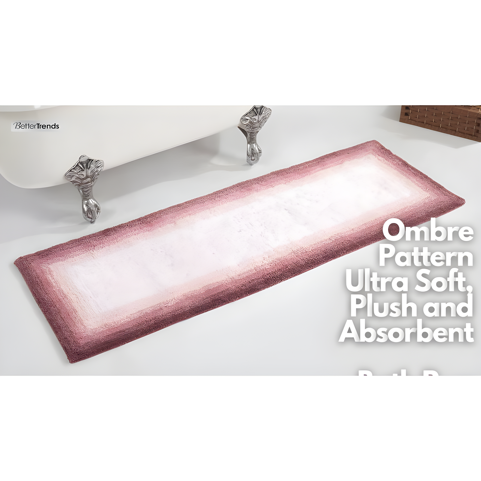 30" Round Torrent Collection 100% Cotton Bath Rug Rose - Better Trends: Machine Washable, Tufted, Ombre Design, Spray Latex Backing