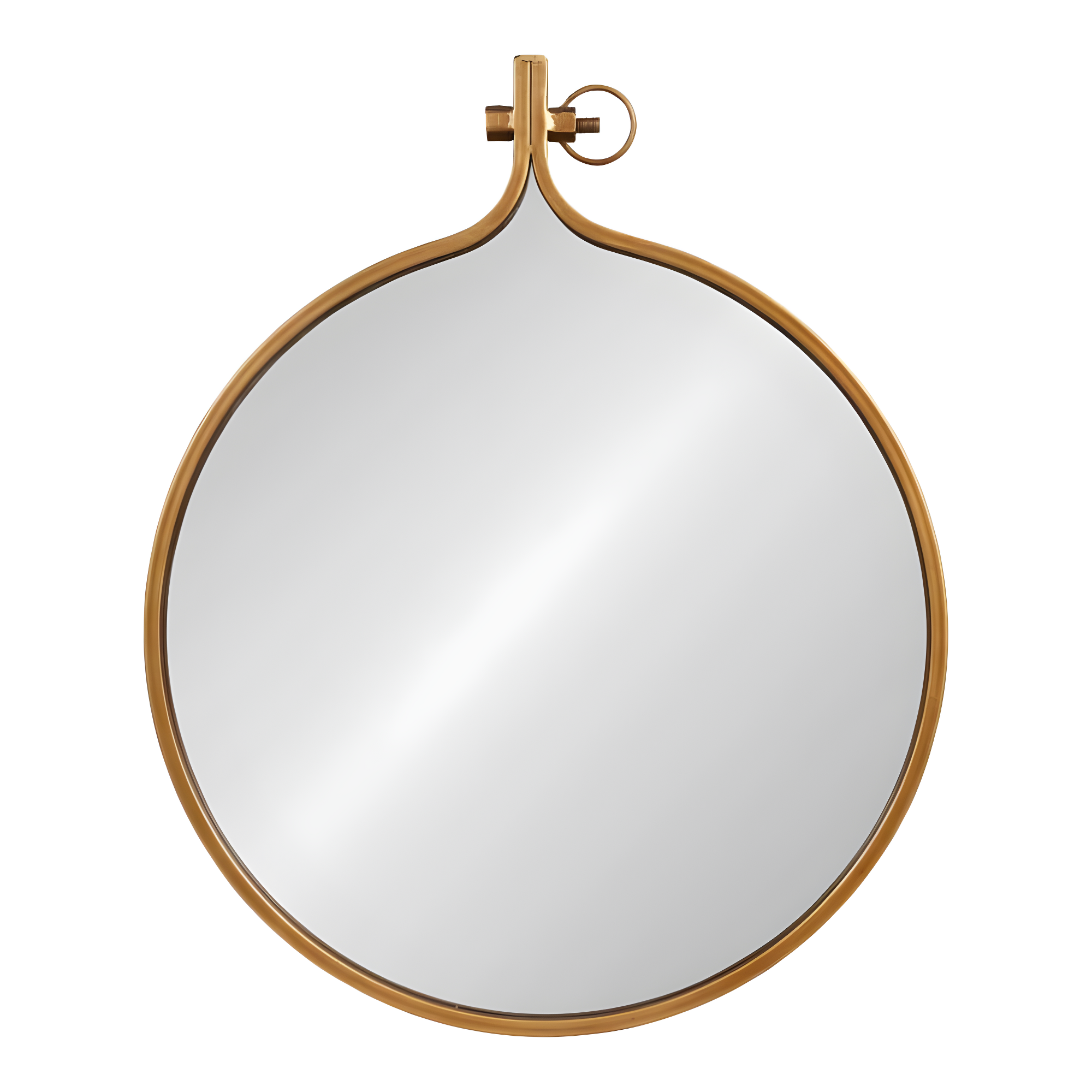Kate and Laurel Yitro Round Industrial Modern Metal Framed Wall Mirror, 23.5x28.5, Gold