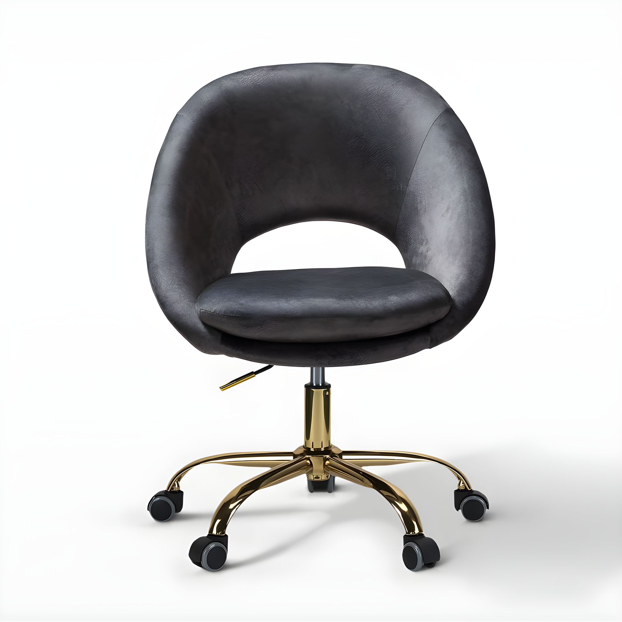Velvet Swivel Rolling Home Office Chair Height Adjustable Computer Task Chair Metal Base Bedroom Charcoal