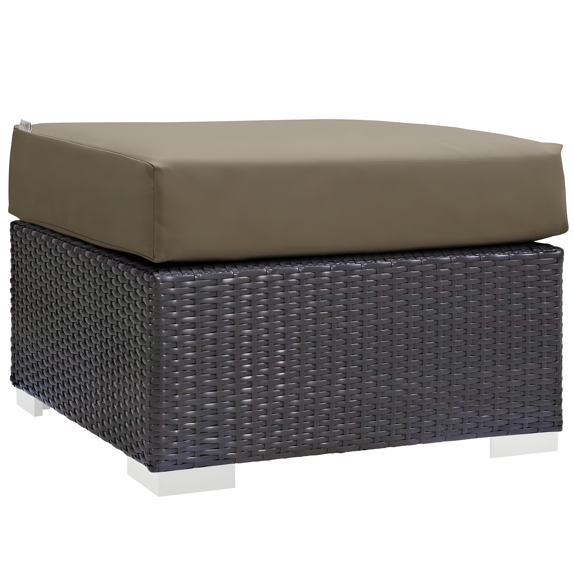 Modway Convene Outdoor Patio Fabric Square Ottoman in Espresso Mocha