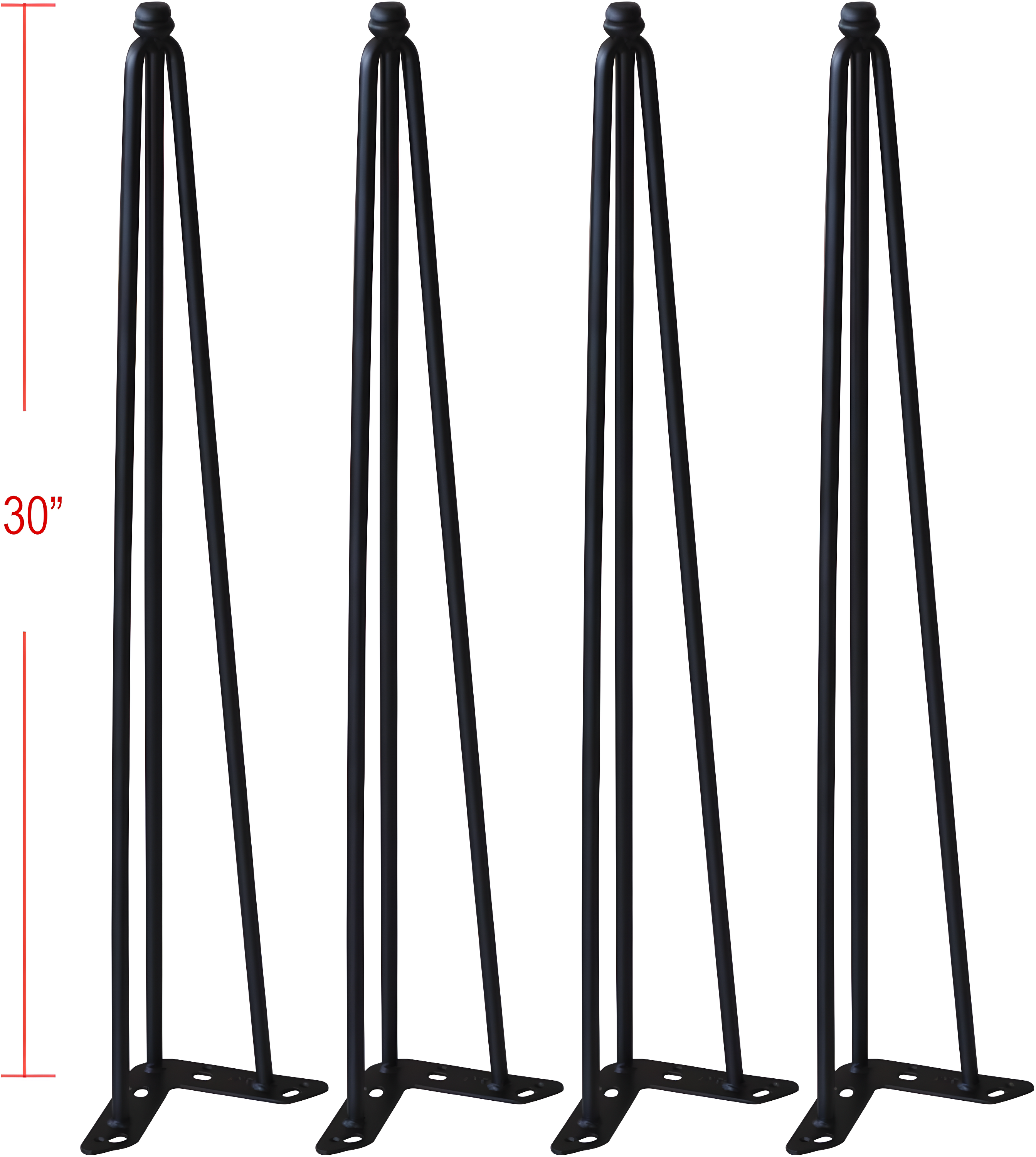 Home Soft Things Hairpin Metal Table Legs 30 Inch Legs for Furniture Coffee Bench Dining End Industrial Table Desk Set of 4 with Screws Adjustable Cushion Black Floor Protectors, 30"