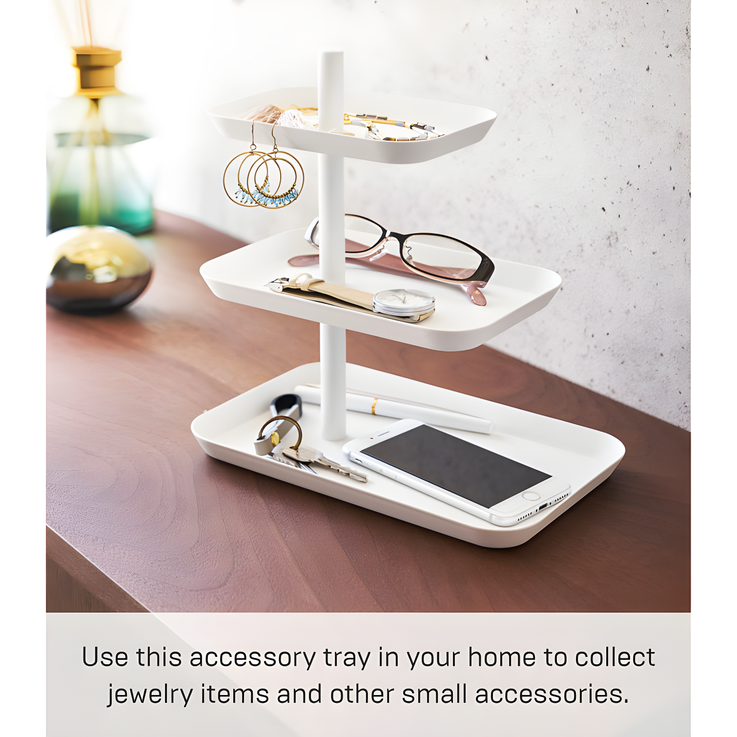 Yamazaki Home 3-Tier Accessory Tray - Jewelry Holder & Storage Organizer, Steel
