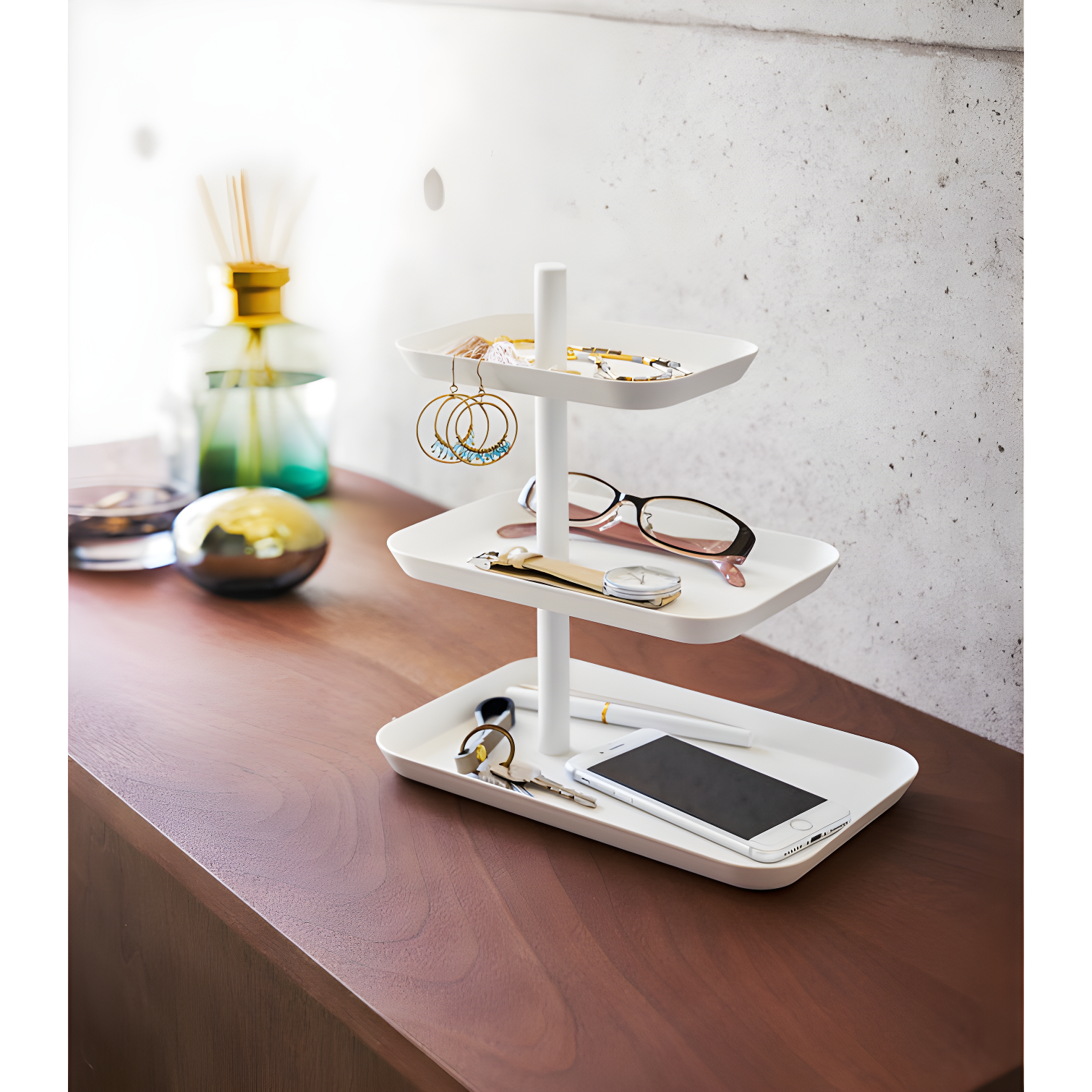 Yamazaki Home 3-Tier Accessory Tray - Jewelry Holder & Storage Organizer, Steel