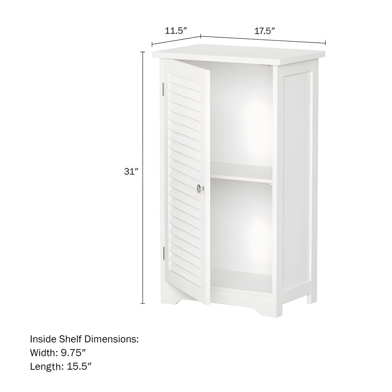 17.5'' W x 31'' H x 11.5'' D Freestanding Storage Organizer - with Shelf and Shutter Style Door