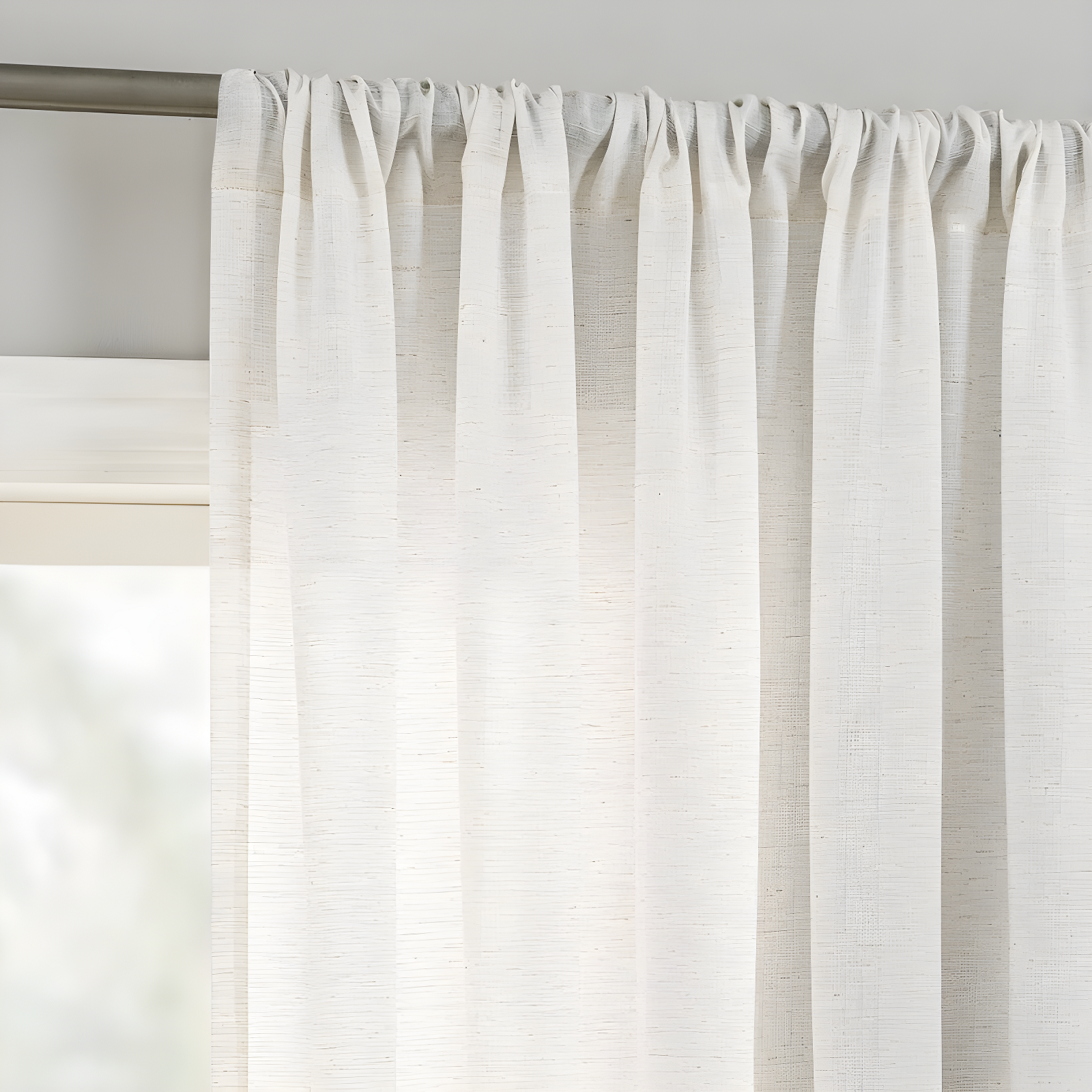 54"x84" No. 918 Light Filtering Semi-Sheer Amalfi Rod Pocket Curtain Panel Pearl White: Linen Curtain Panel