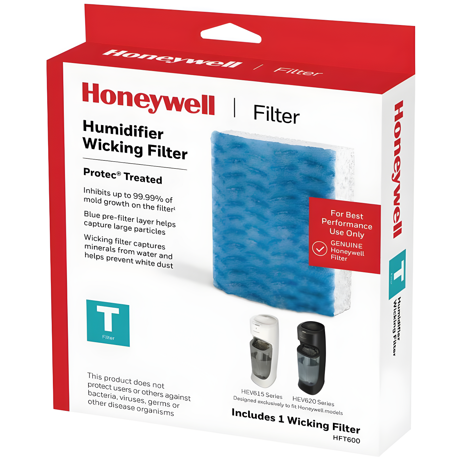 Honeywell Replacement Wicking Filter T: Compatible with Honeywell Humidifiers, Captures Dust & Pollen, HFT600 Filter