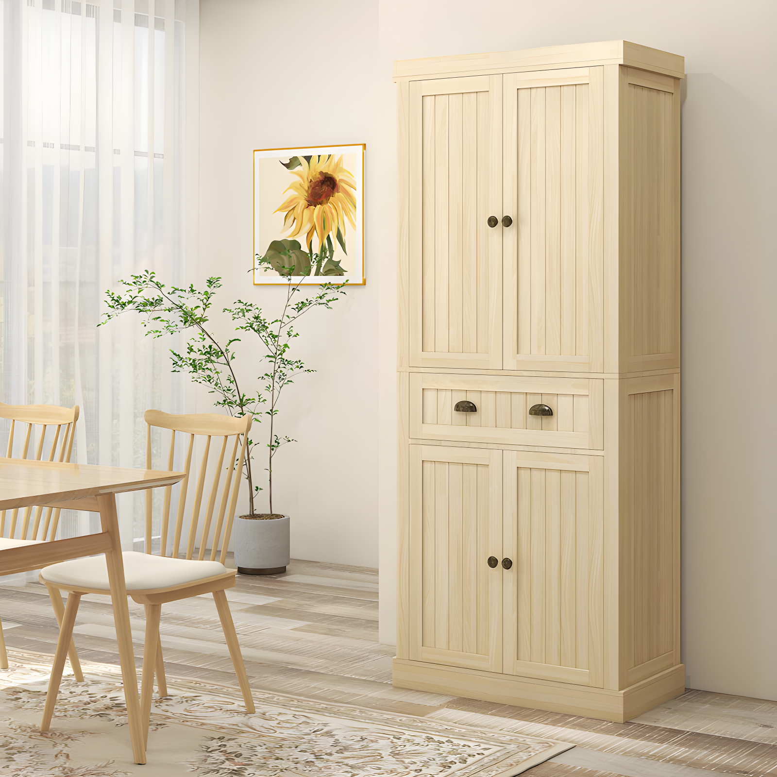 Winston Porter 72" Kitchen Pantry Cabinet Cupboard with Doors