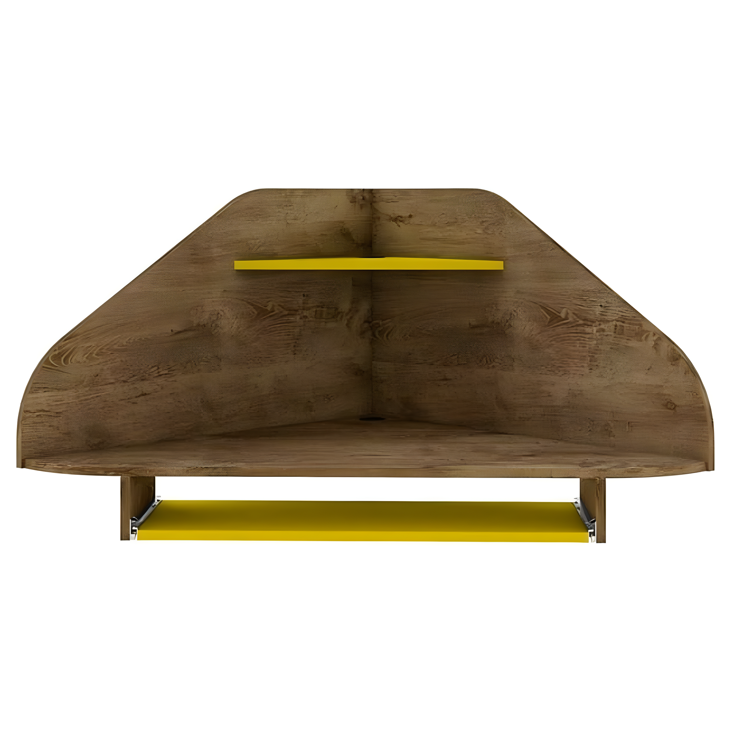 Bradley Floating Corner Desk with Keyboard Shelf in Rustic Brown and Yellow