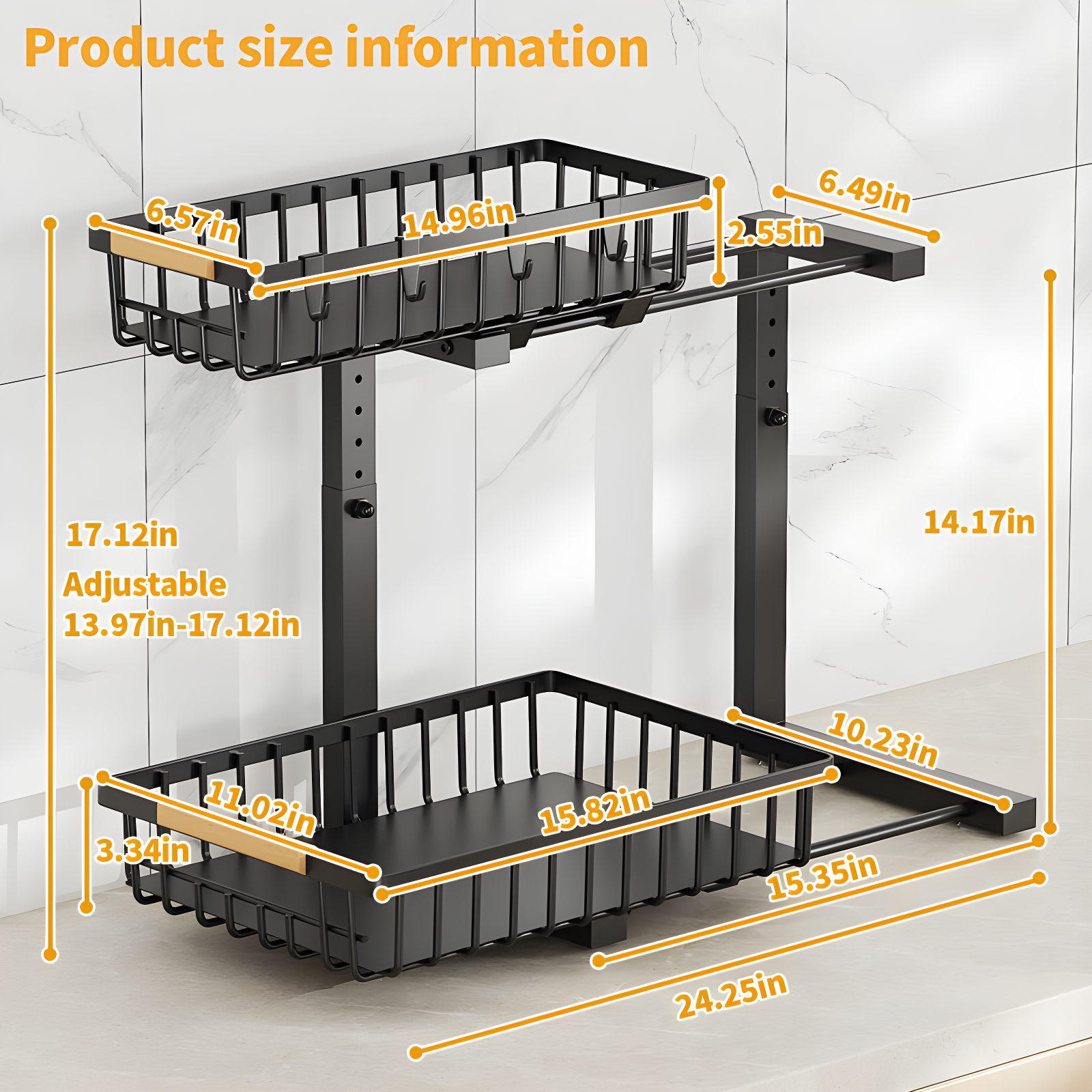 Rebrilliant Under Sink Organizer, 2 Tier Under Sink Organizers And Storage, Metal Slide Out Pull Out Cabinet Organizer ,2 Pack Sliding Drawer Organizer For Kitchen Bathroom Pantry