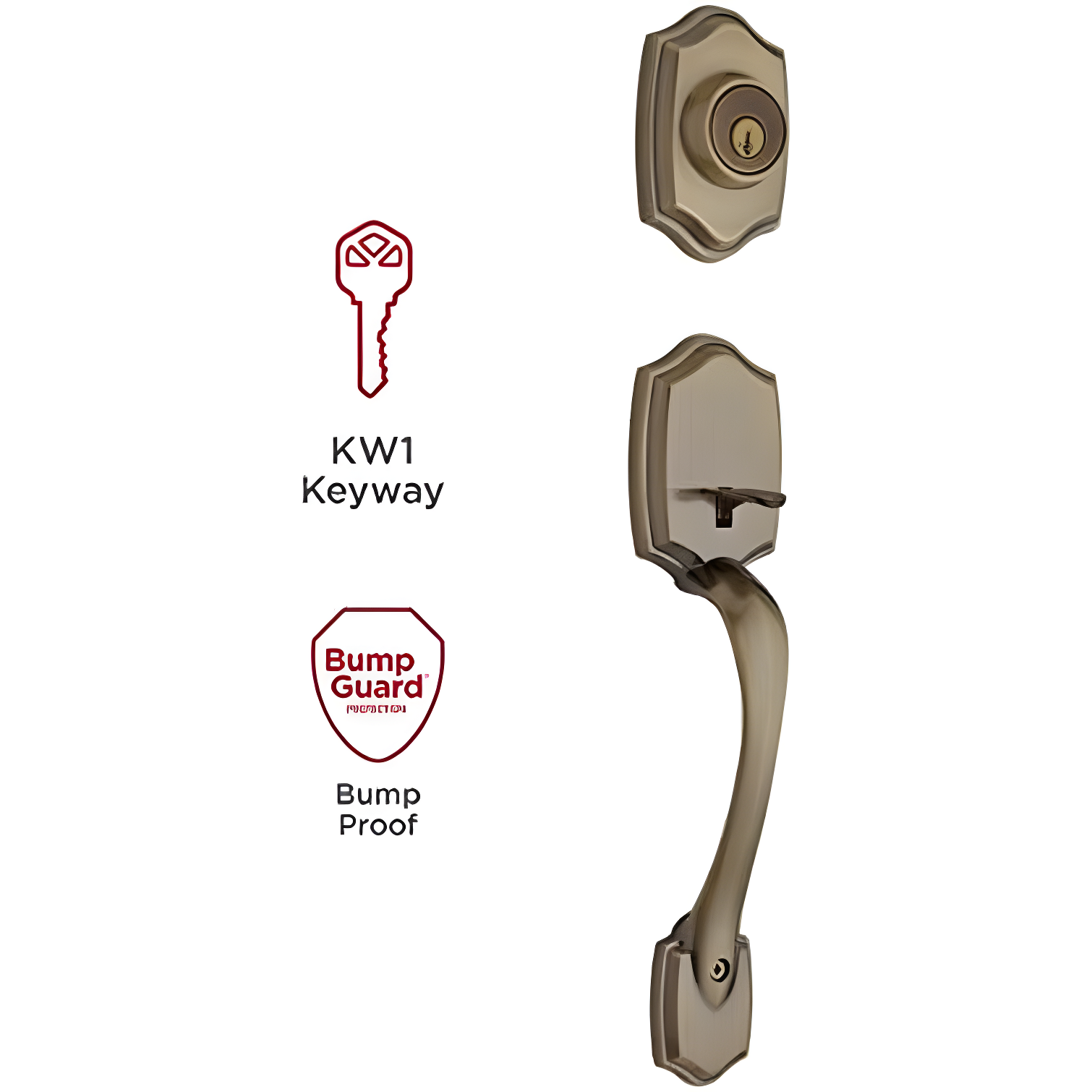 Handleset with Deadbolt and Door Two Piece and Rosette