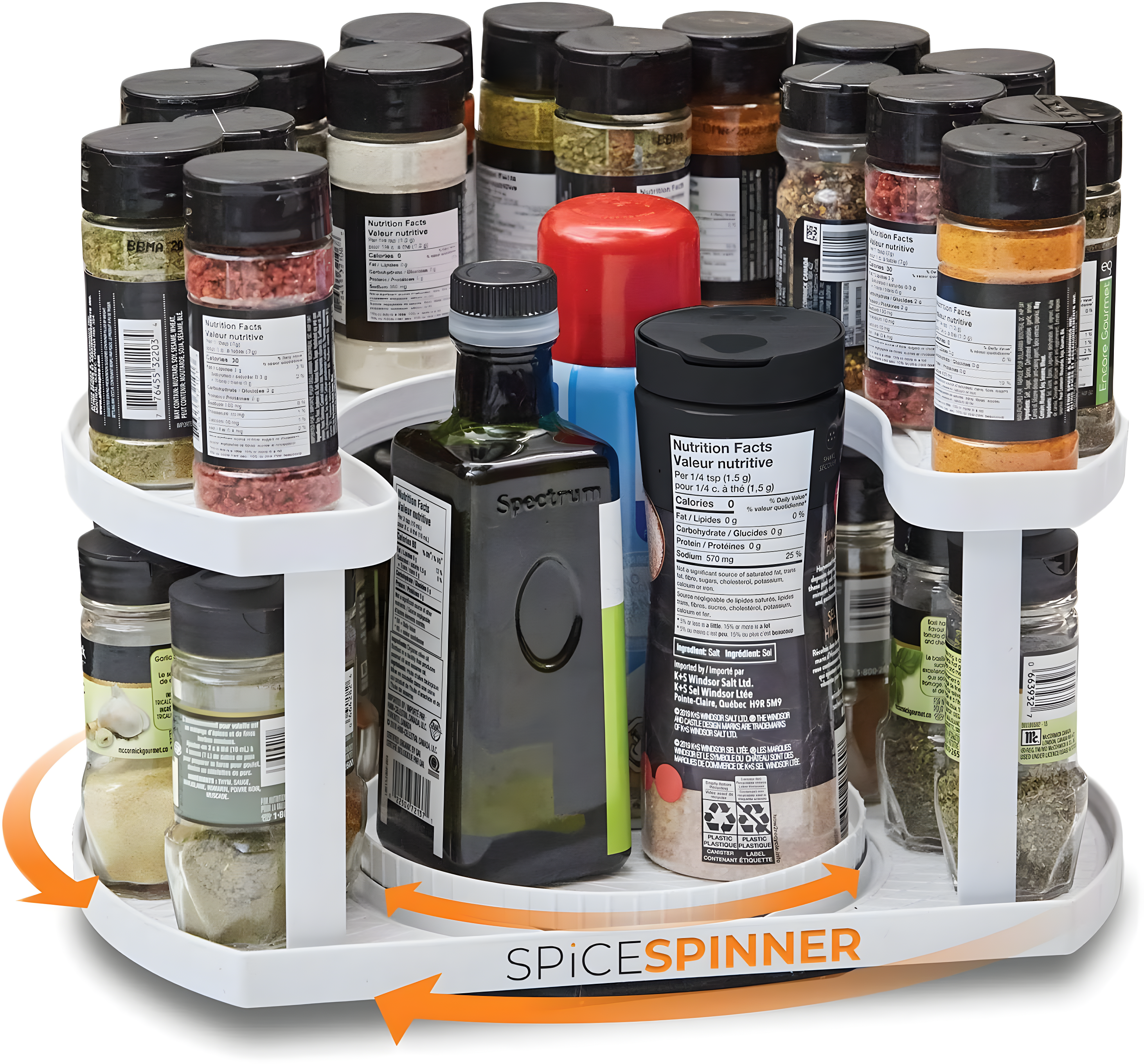 Spice Spinner Two-Level Plastic Spice Storage Organizer