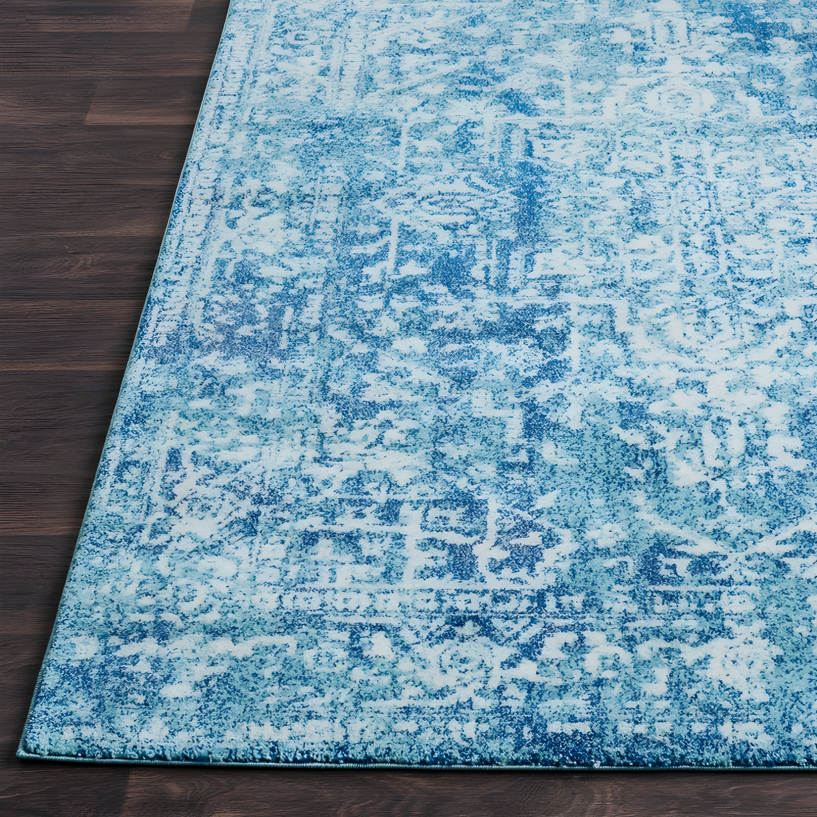 Livabliss 5'3"x7'3" Worsham Traditional Rug Teal: Medium Pile, Fade & Stain-Resistant, Indoor Use