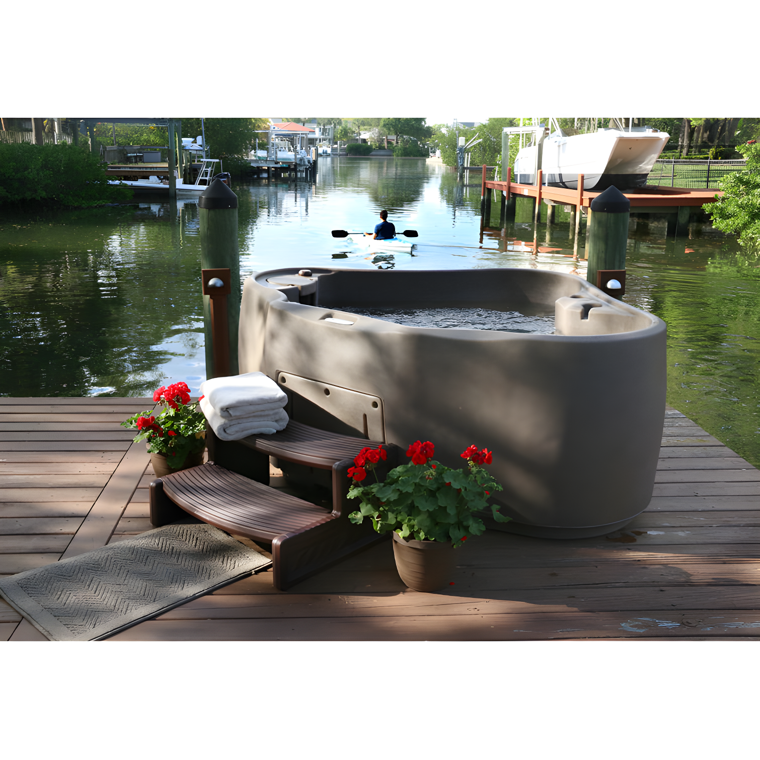 AquaRest Discover AR300 Standard 2-Person 20-Jet Oval Plug & Play Hot Tub with LED Waterfall and Friciton Heating