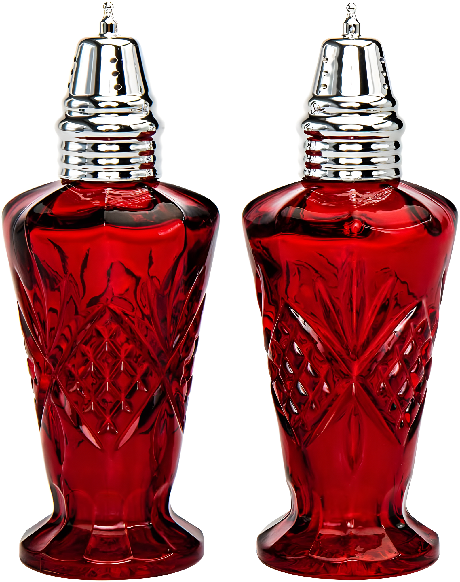 Godinger Silver Art Co Dublin Crystal Red Salt & Pepper Shaker Set