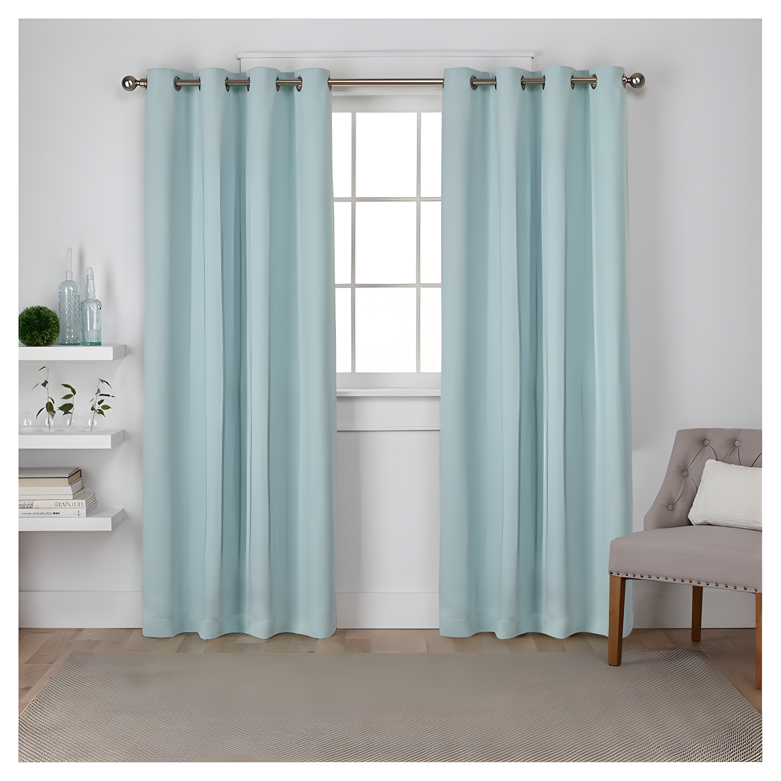 Set of 2 (63"x52") Sateen Twill Weave Insulated Blackout Grommet Top Window Curtain Panels Green - Exclusive Home: Room Darkening Drapes