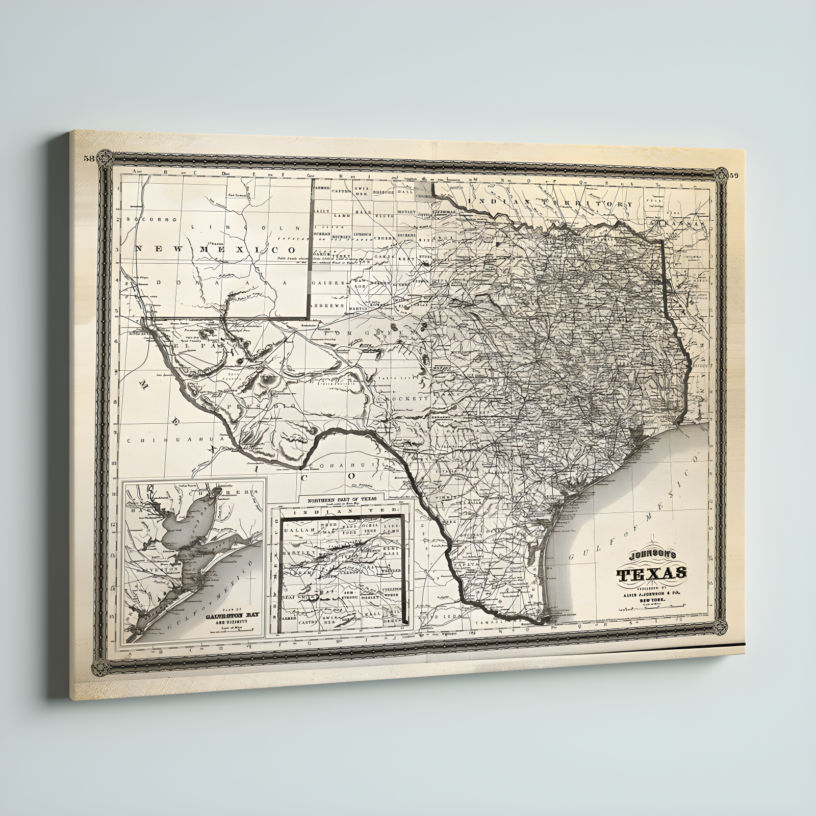 Steelside™ " Vintage Map Texas I "
