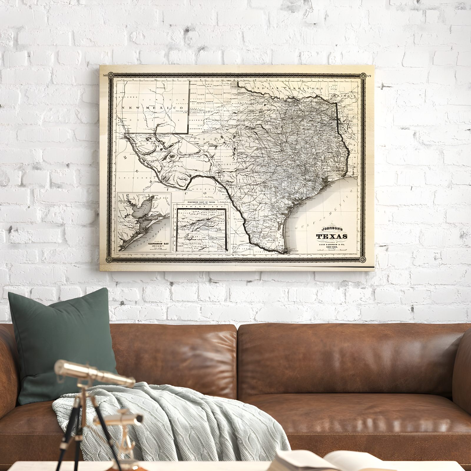Steelside™ " Vintage Map Texas I "