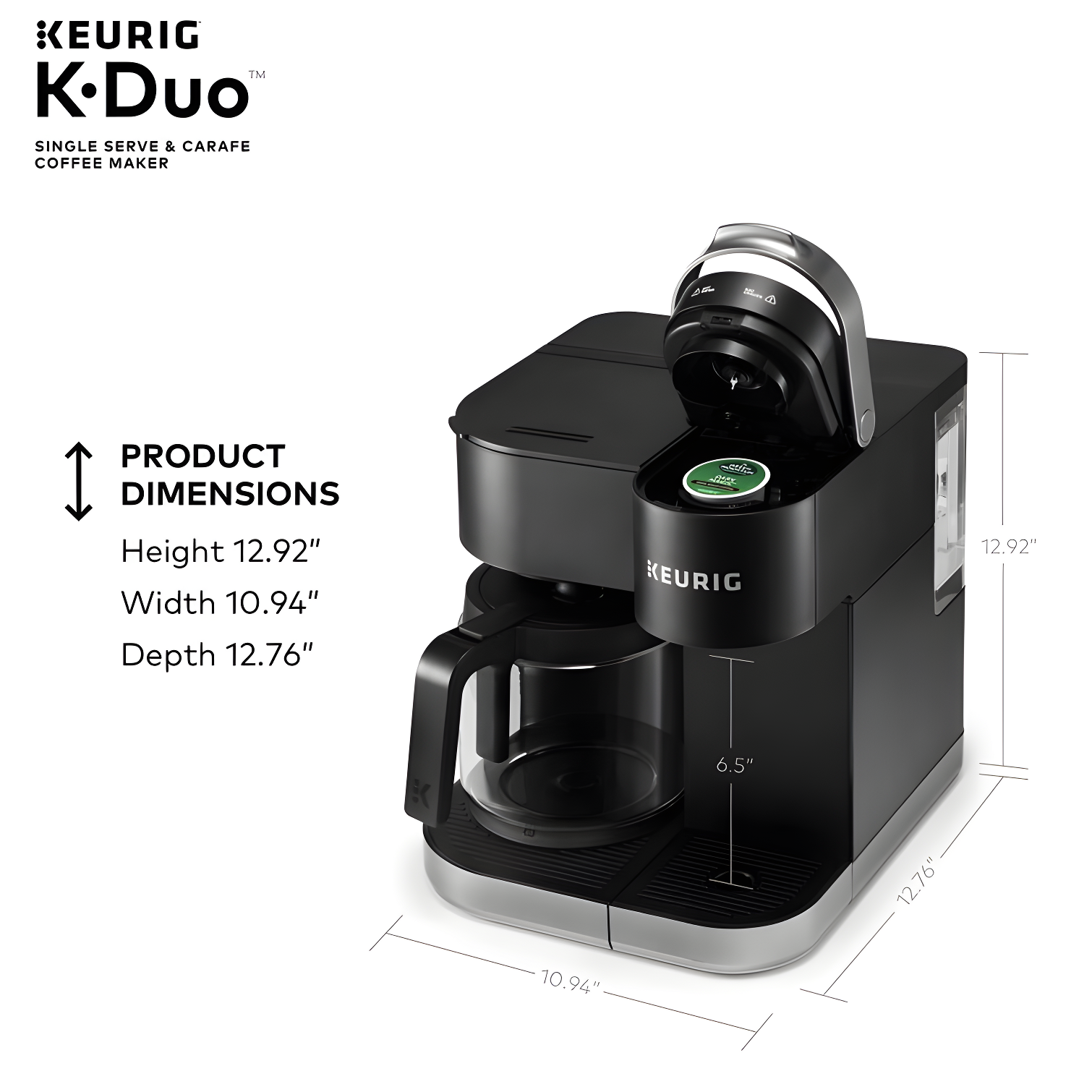 Keurig K-Duo Coffee Maker, with Single-Serve K-Cup Pod, and 12 Cup Carafe Brewer