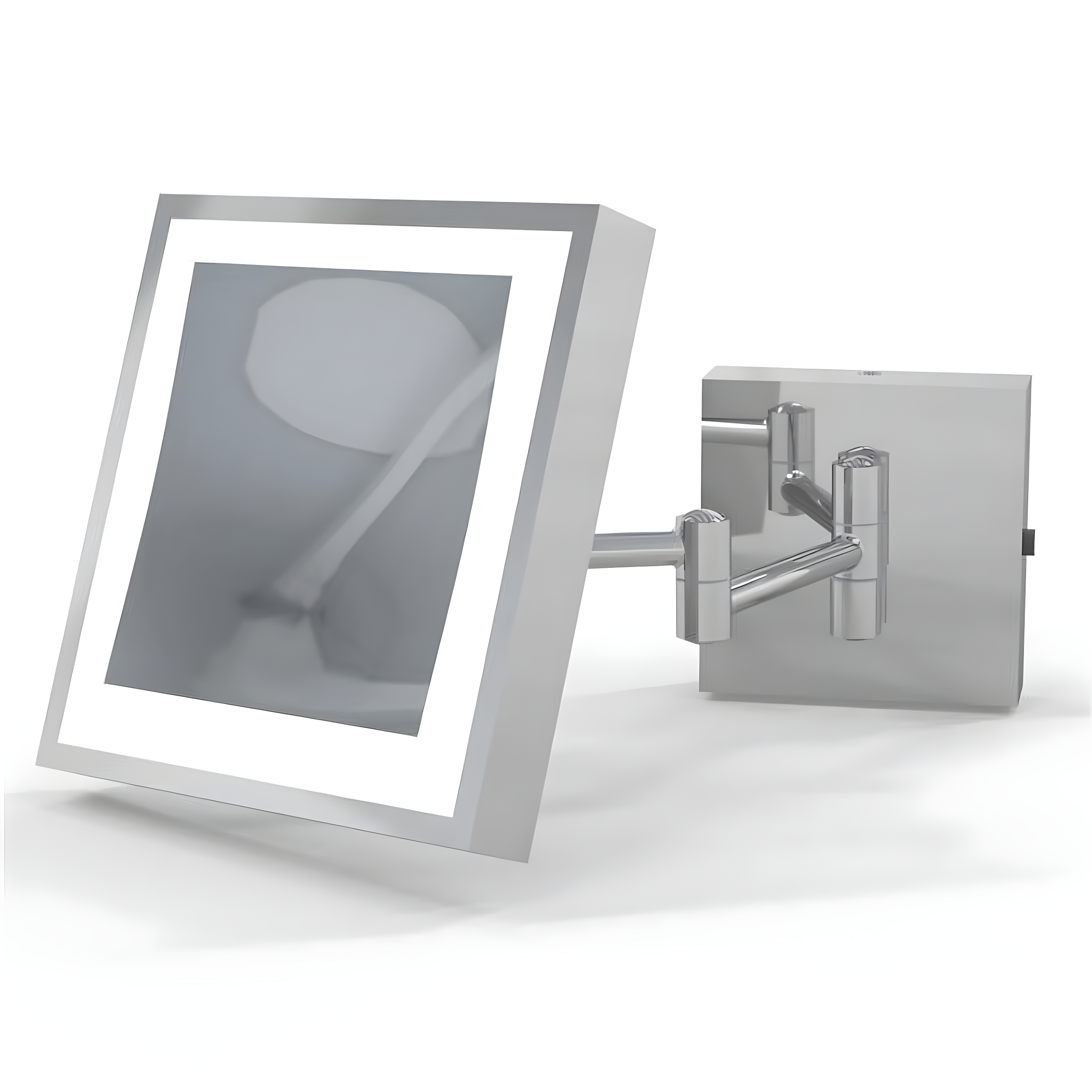 Single-Sided LED Square Wall Mirror - Rechargeable