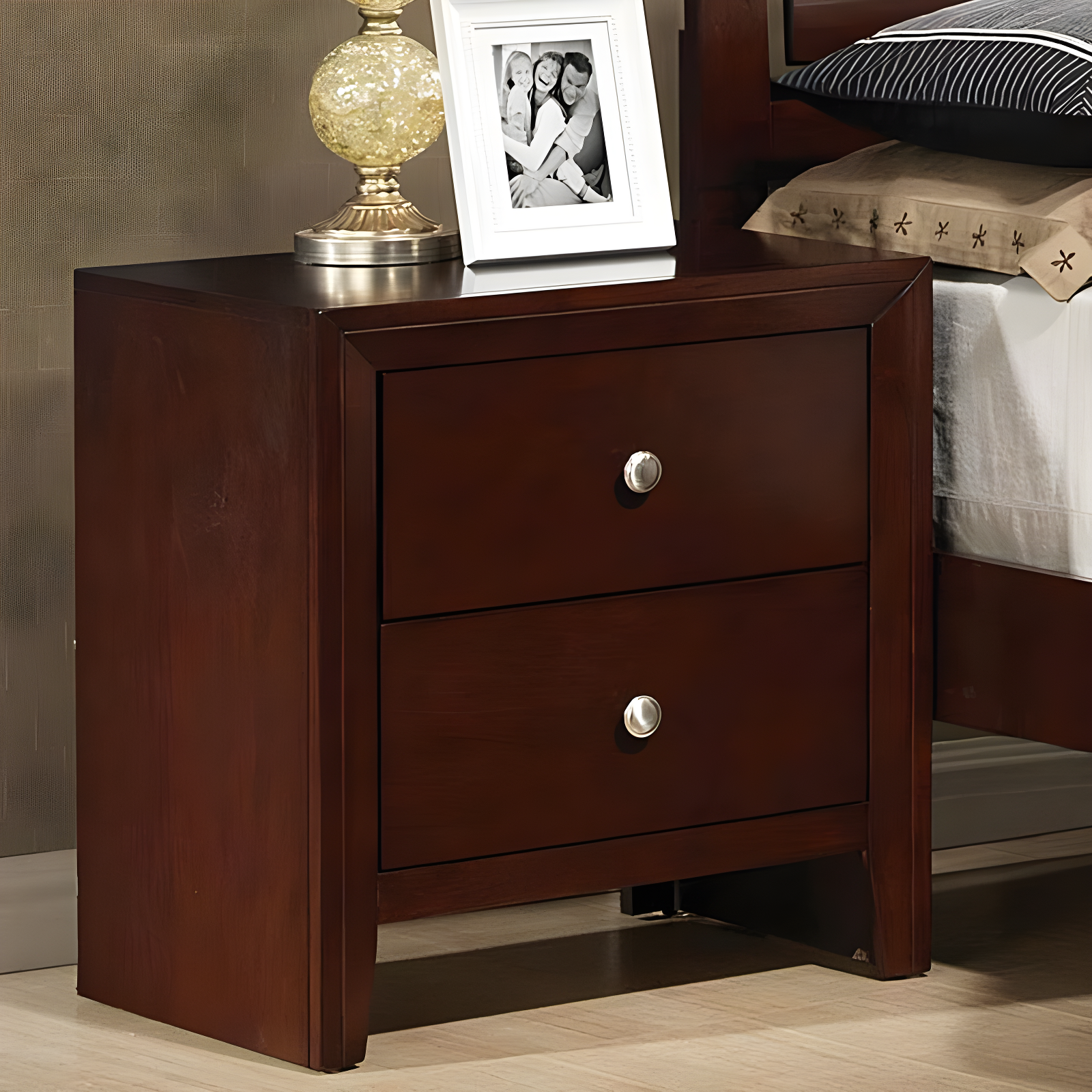 22" Ilana Nightstand Brown Cherry - Acme Furniture: Wood Composite, No Assembly, Meets ASTM Safety Standards