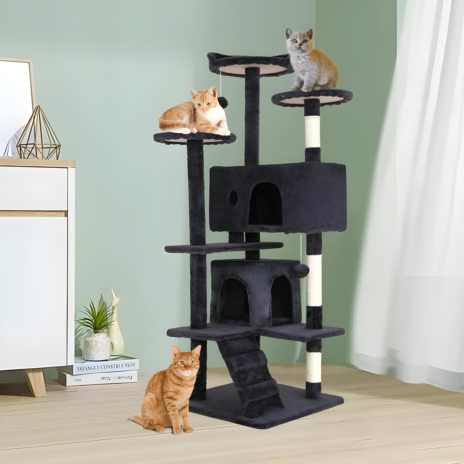 Multi-Level Cat Tree Tower Furniture Activity Center With Scratching Posts, Toys And Condo For Indoor Kittens