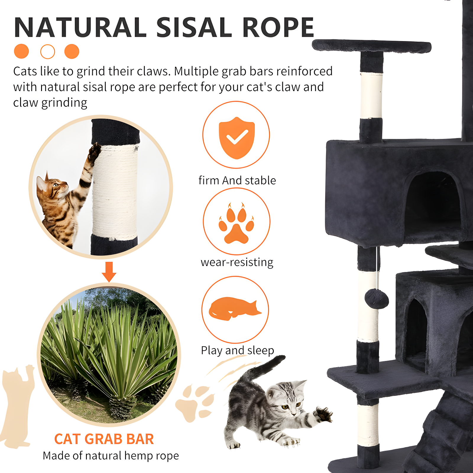 Multi-Level Cat Tree Tower Furniture Activity Center With Scratching Posts, Toys And Condo For Indoor Kittens
