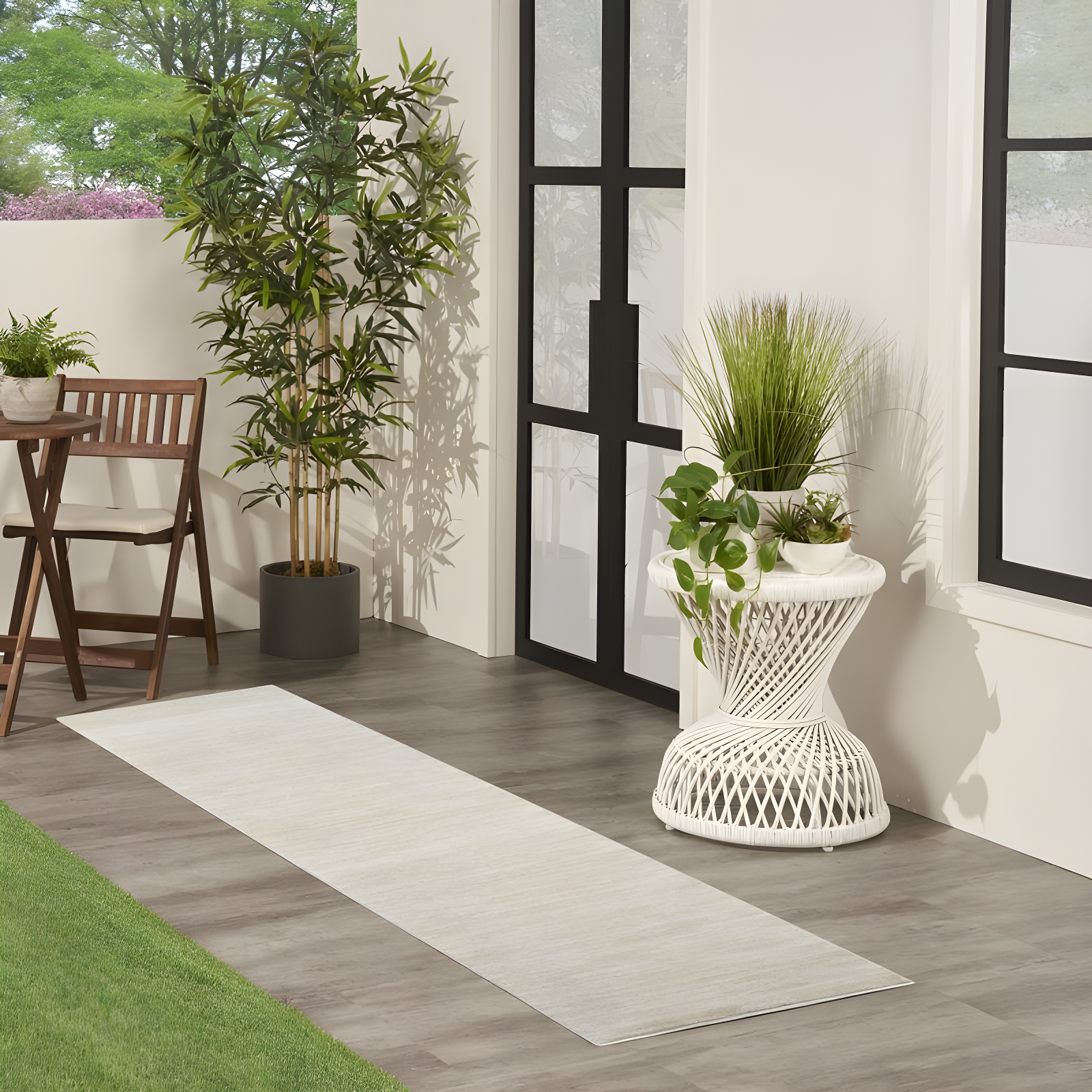 Nourison Essentials Easy Care Indoor Outdoor Area Rug - Ivory Beige 2'2" x 7'6"