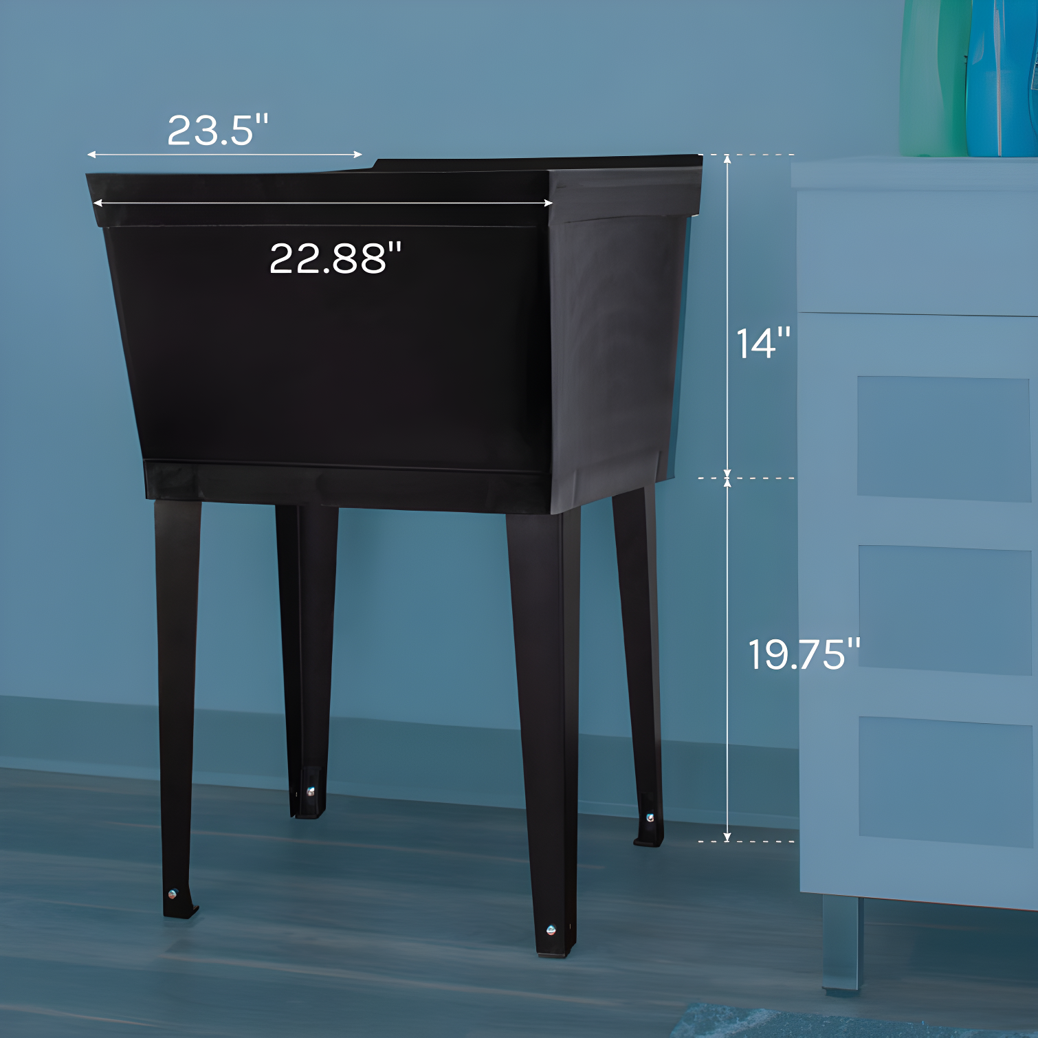 23.5'' L x 23.5'' W Free Standing Laundry Sink