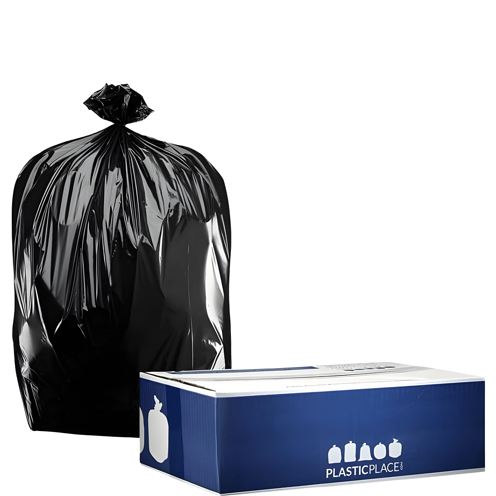 Plasticplace 64-65 Gallon Trash Can Liners for Toter, 1.2 Mil, Black, 50'' x 60'' (25 Count)