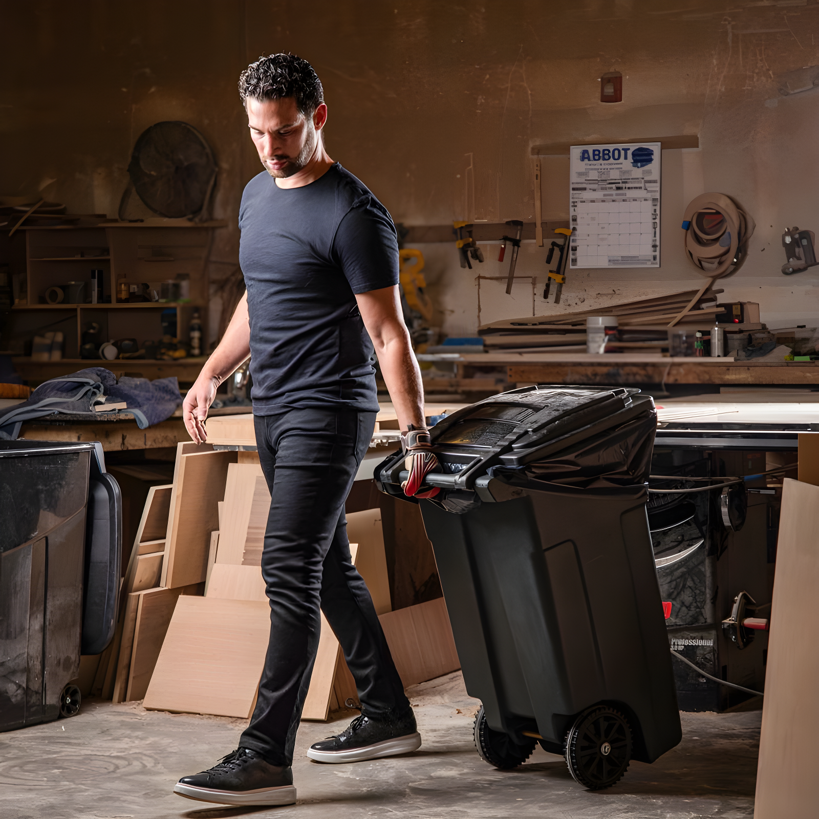 Plasticplace 64-65 Gallon Trash Can Liners for Toter, 1.2 Mil, Black, 50'' x 60'' (25 Count)