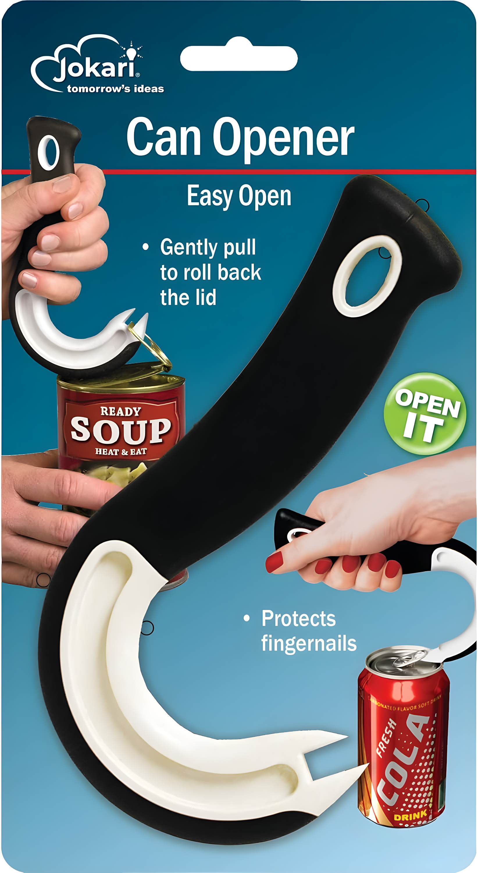 Jokari Easy Open Ring Pull Can Opener to Easily Open Canned Good Pry Tabs